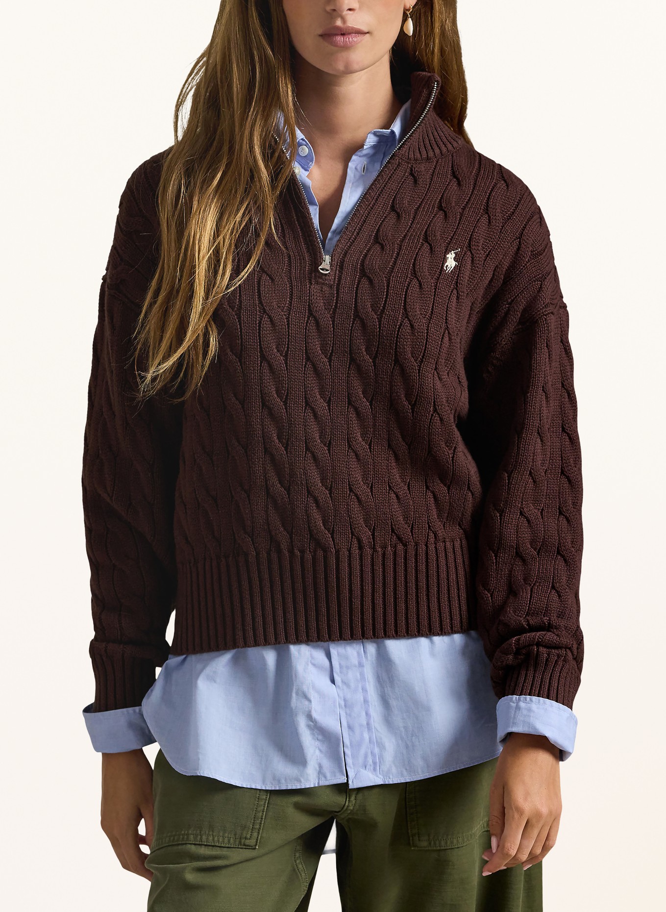 POLO RALPH LAUREN Troyer: DUNKELBRAUN / CREME