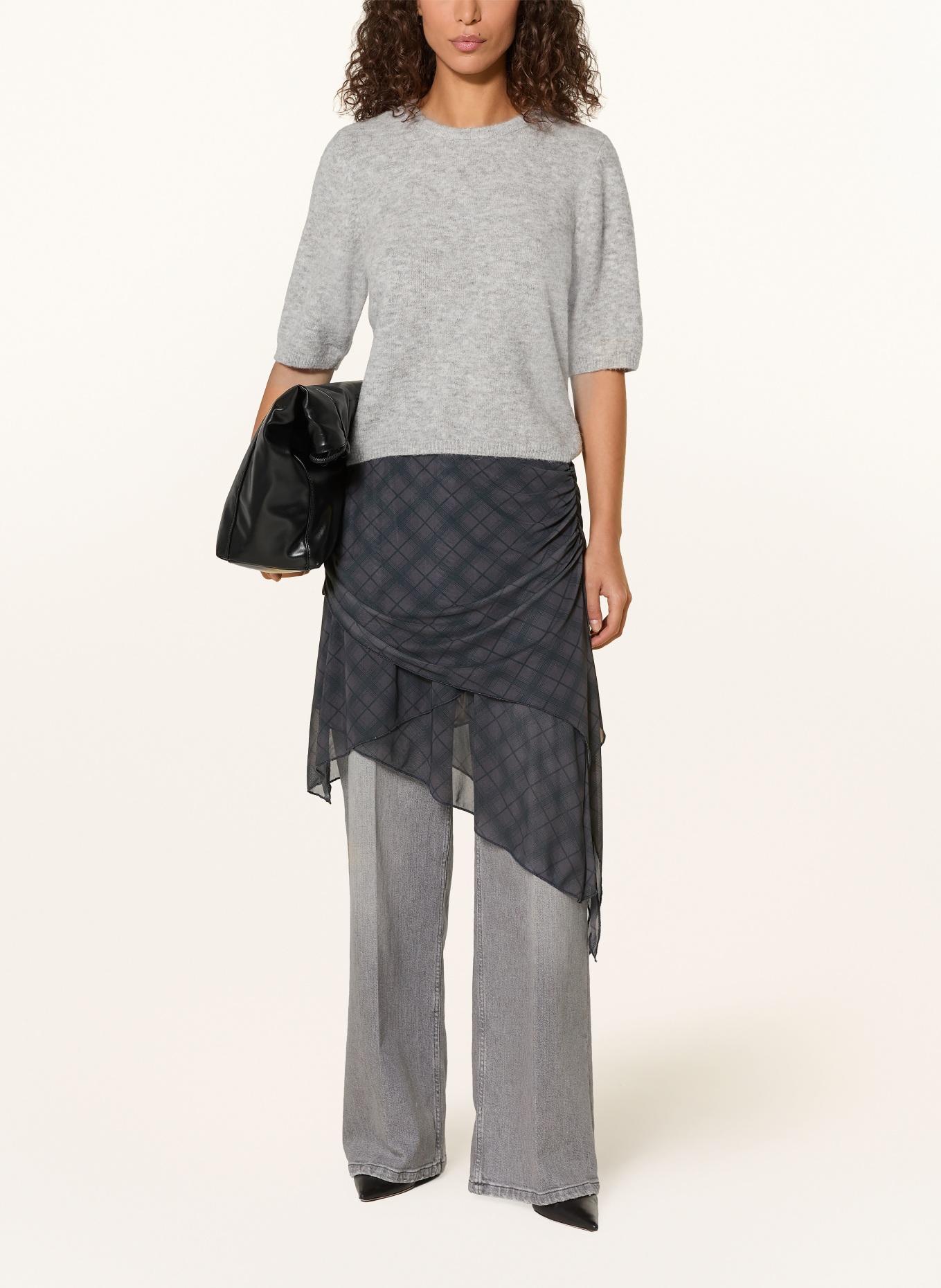 GESTUZ Dzianinowa koszulka ALPHAGZ z dodatkiem alpaki: JASNOCZARY