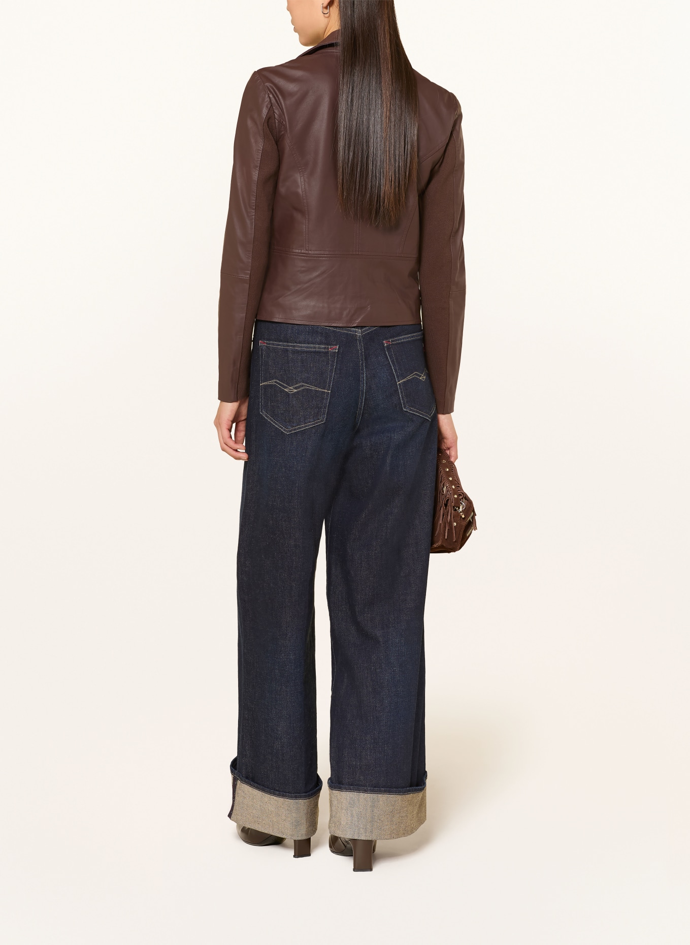 Y.A.S. Kurtka skórzana z mieszanki materiałów: CIEMNOCZERWONY