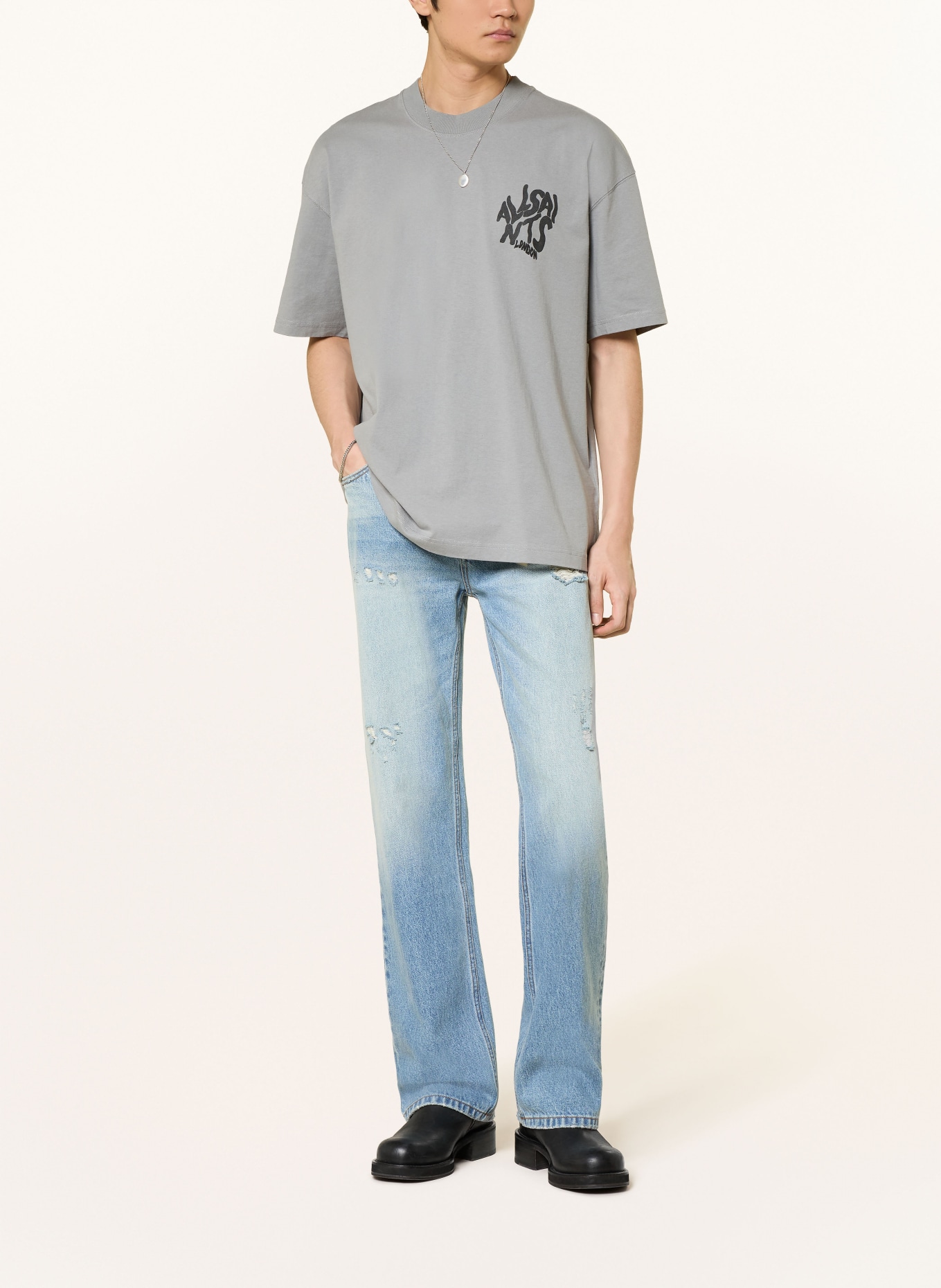 ALLSAINTS T-Shirt ORLANDO: TAUPE / SCHWARZ