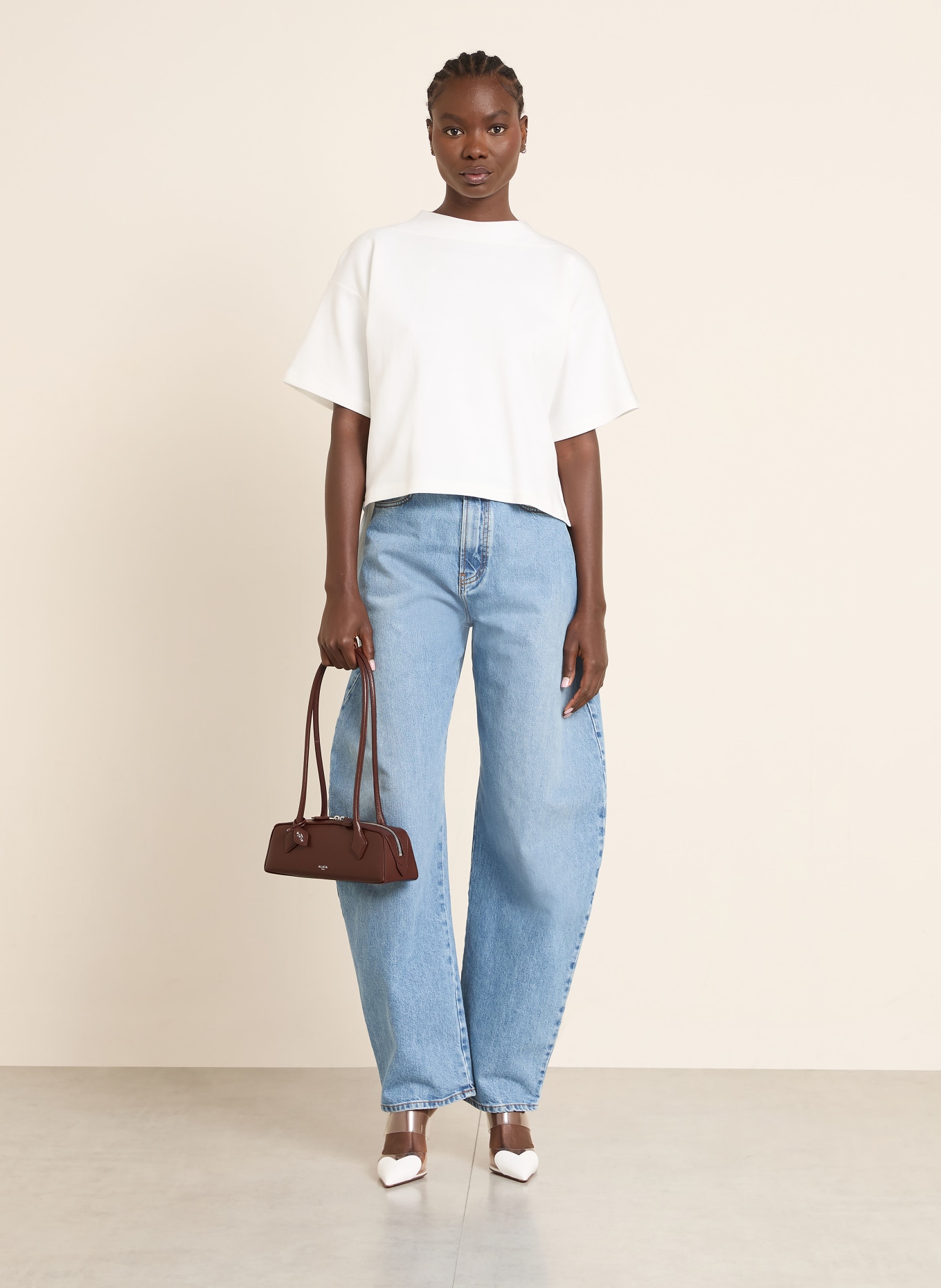 ALAÏA Sac à bandoulière LE TECKEL SMALL: MARRON