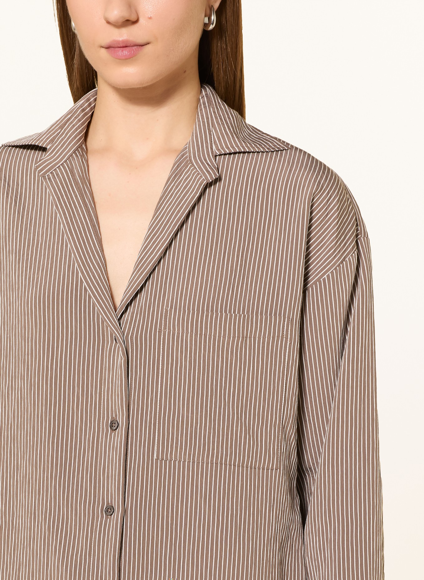 Marc O'Polo Shirt blouse: BROWN / WHITE