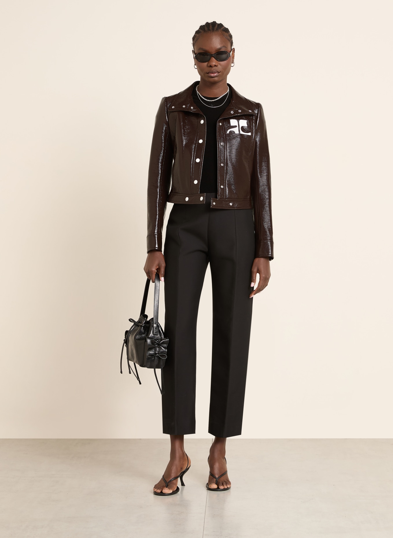 Courrèges Jacke in Lederoptik: DUNKELBRAUN