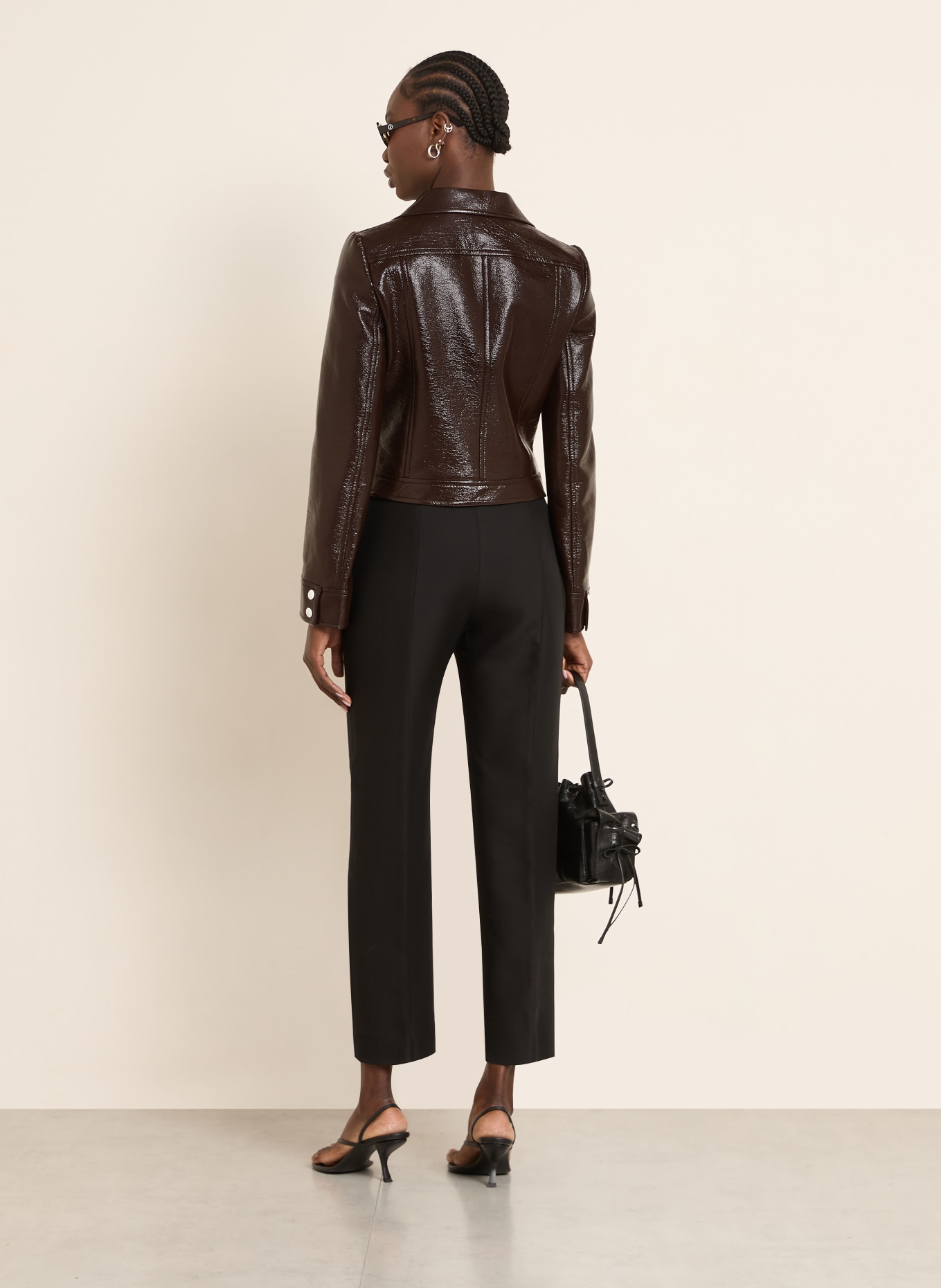 Courrèges Jacke in Lederoptik: DUNKELBRAUN