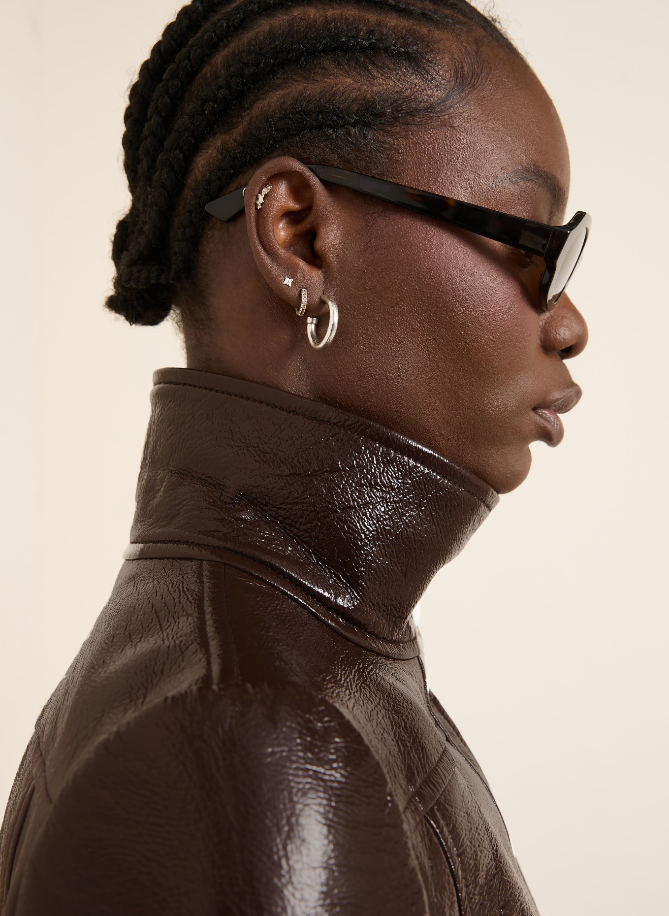 Courrèges Jacke in Lederoptik: DUNKELBRAUN