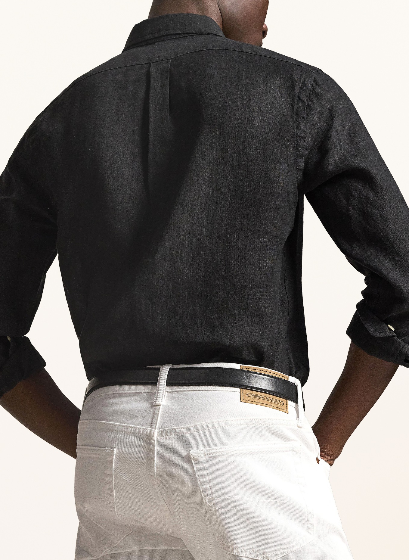 POLO RALPH LAUREN Leinenhemd Slim Fit: SCHWARZ / WEISS