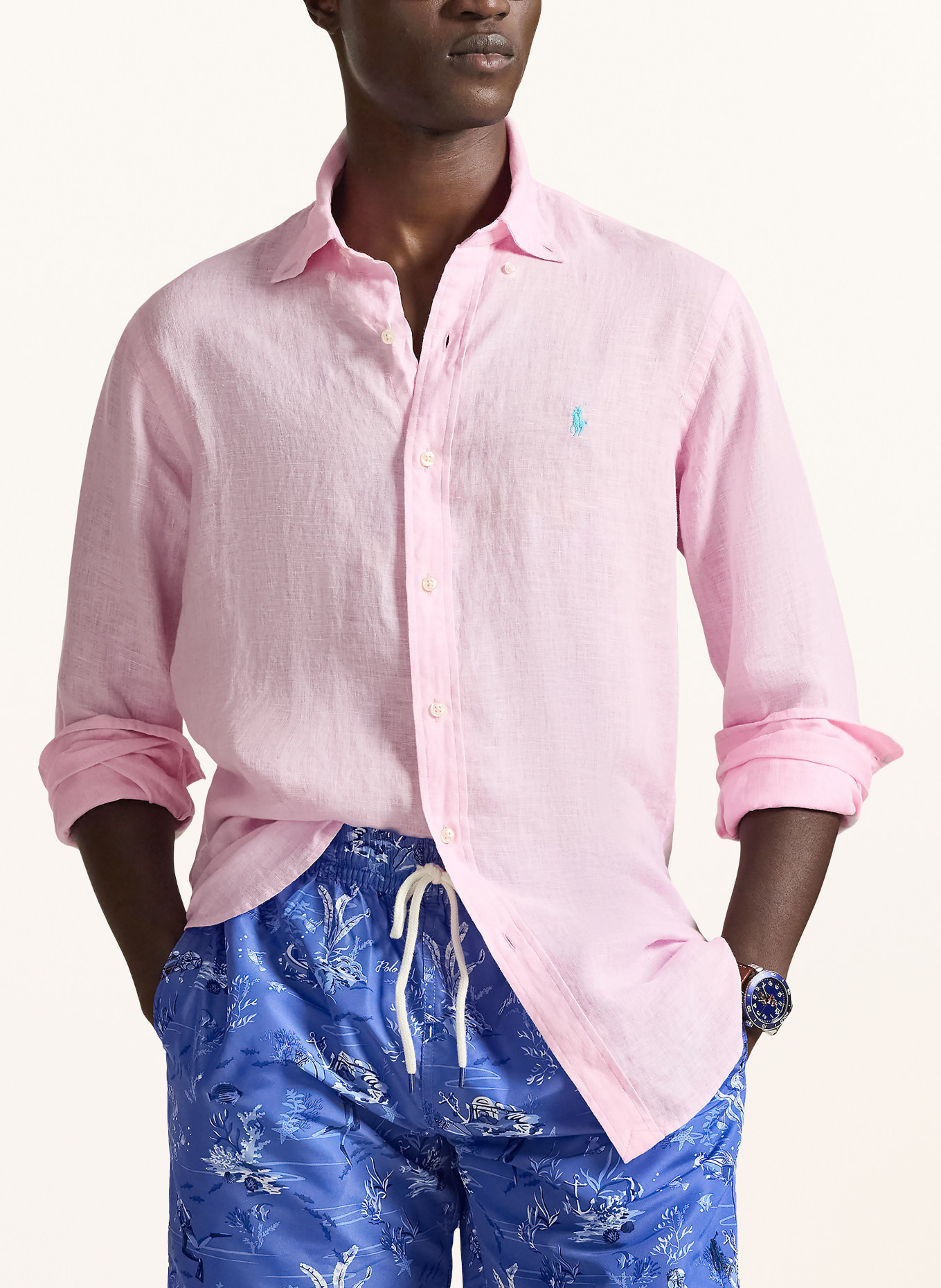 POLO RALPH LAUREN Chemise en lin coupe slim: ROSE