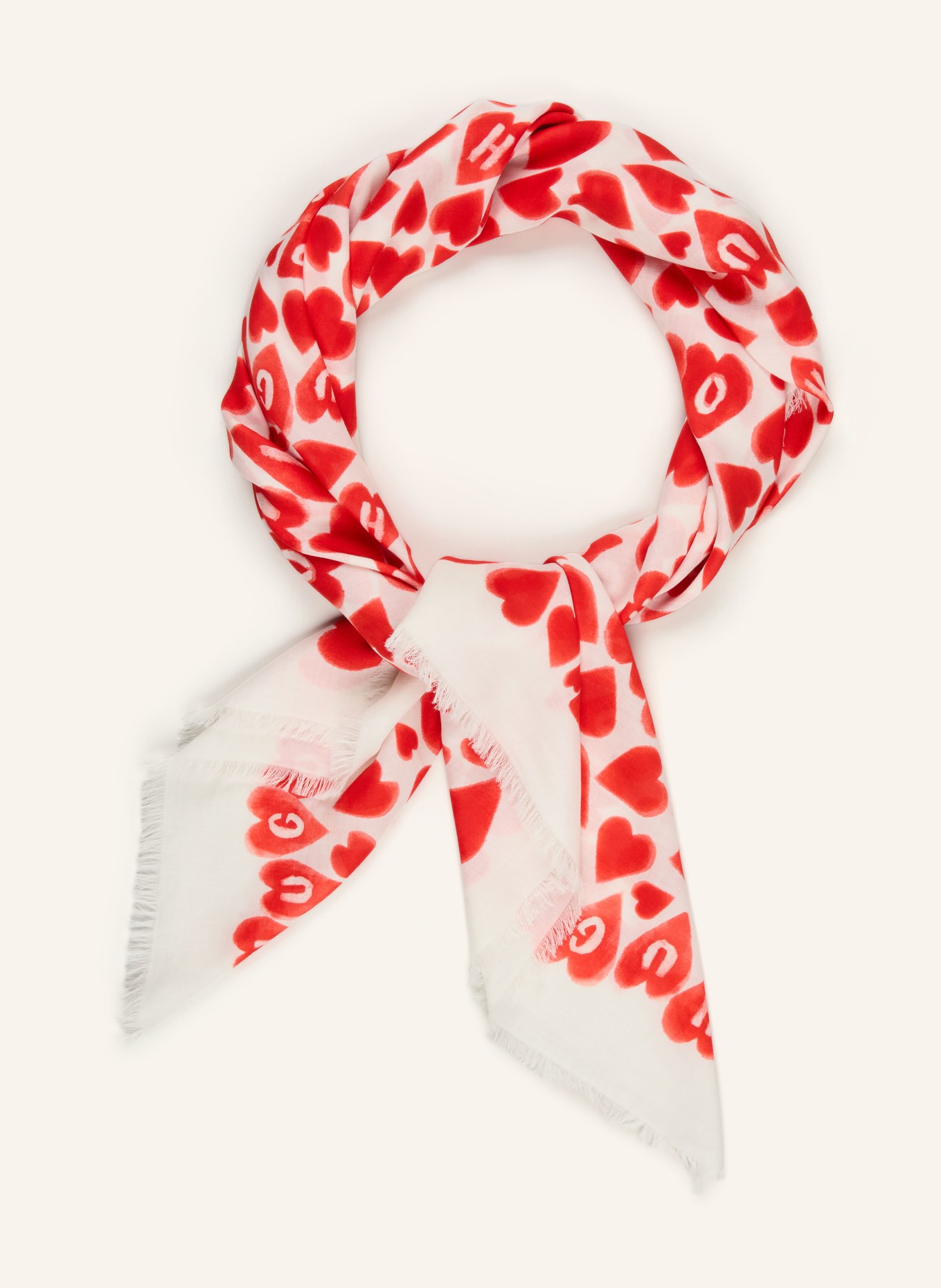 HUGO Šátek ALYCIA: ČERVENÁ / BÍLÁ