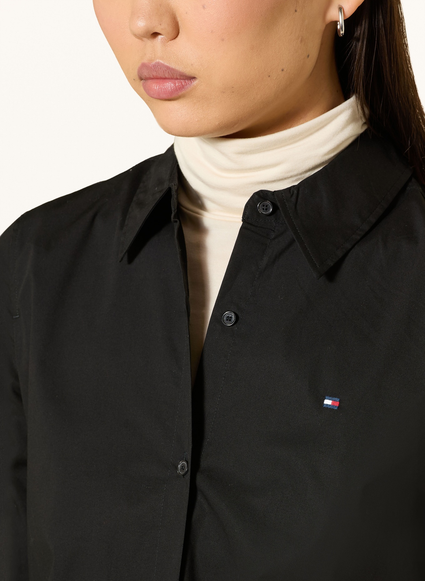 TOMMY HILFIGER Hemdbluse: SCHWARZ