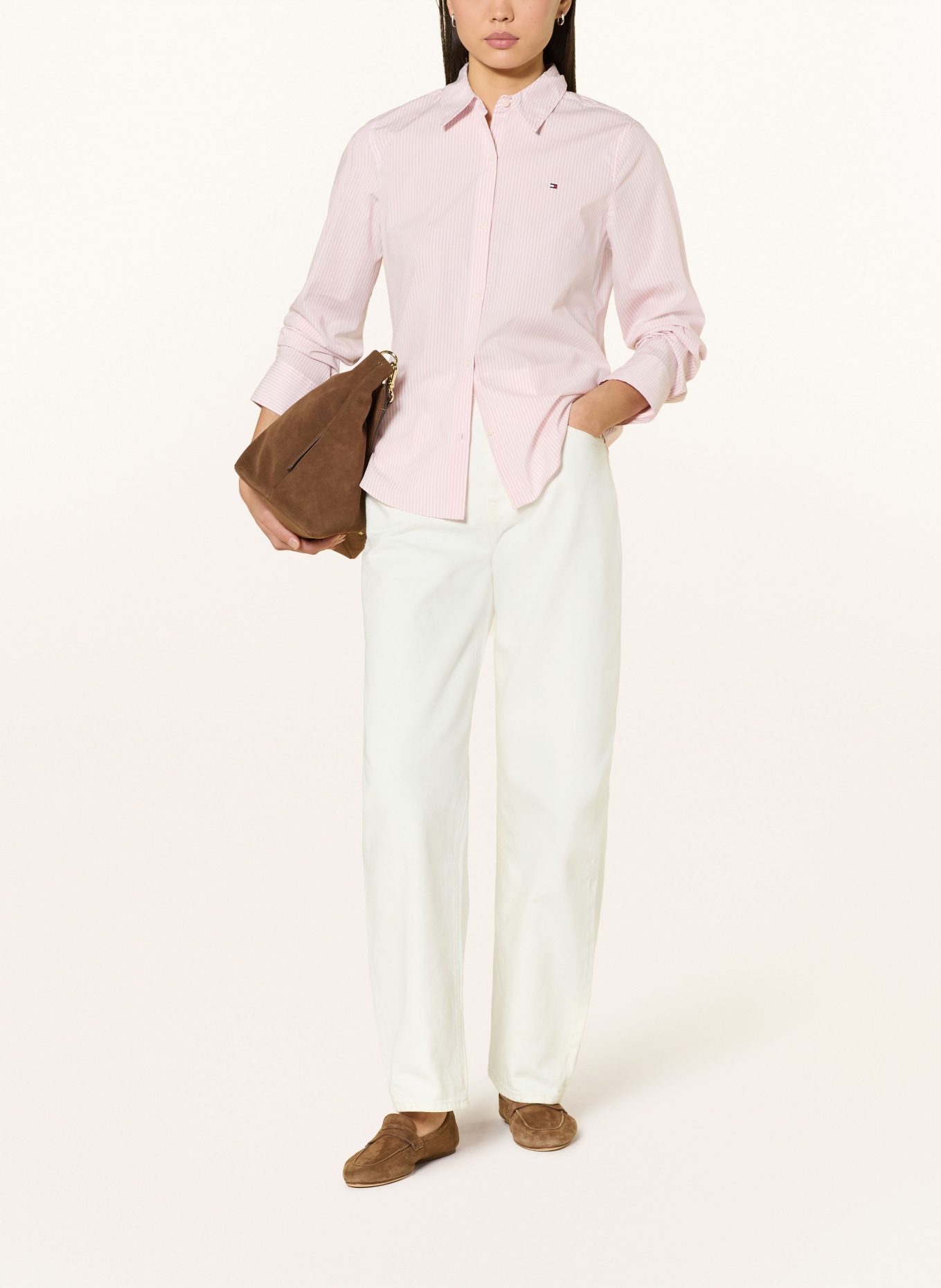 TOMMY HILFIGER Hemdbluse: WEISS / ALTROSA