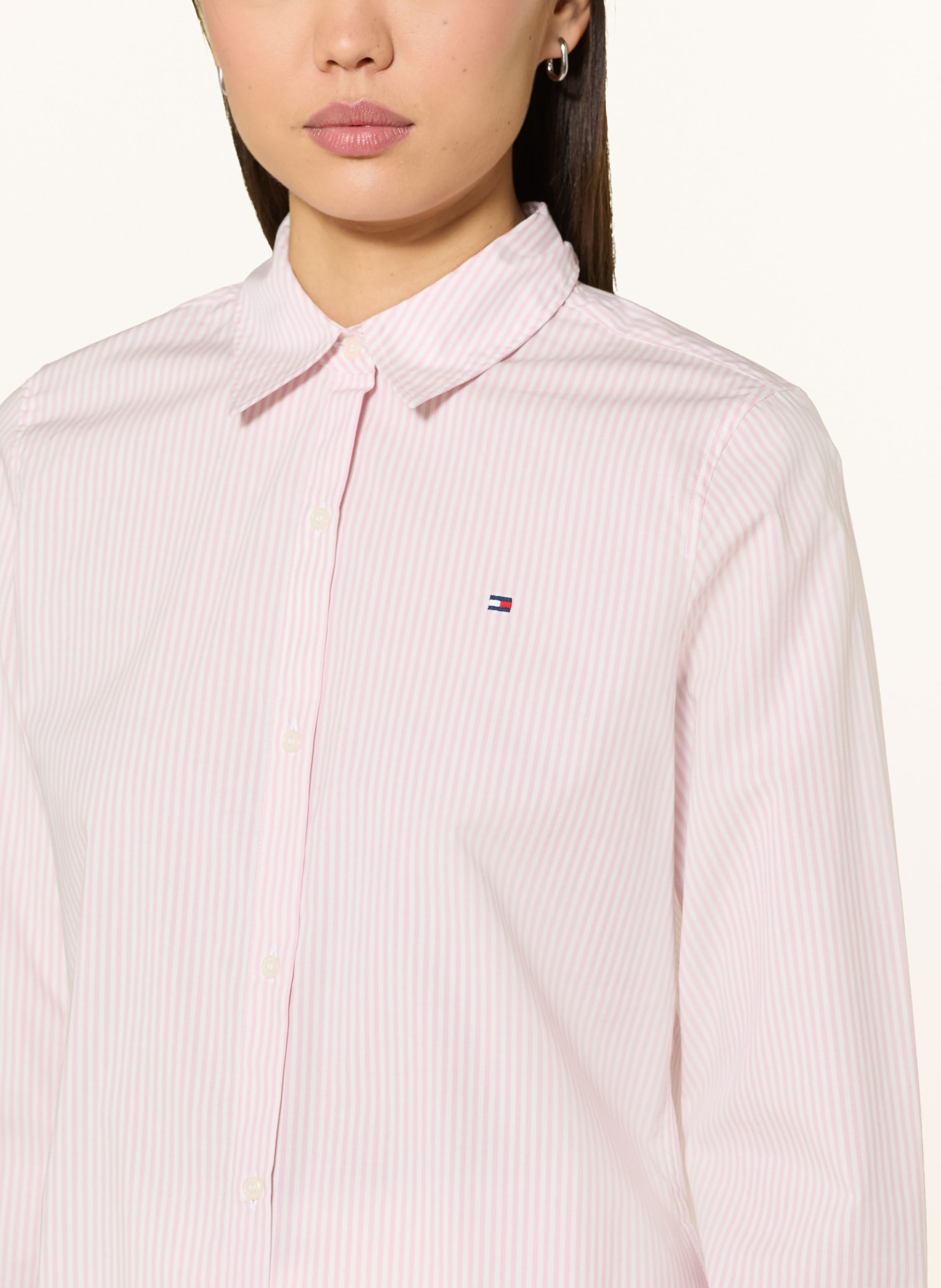 TOMMY HILFIGER Hemdbluse: WEISS / ALTROSA