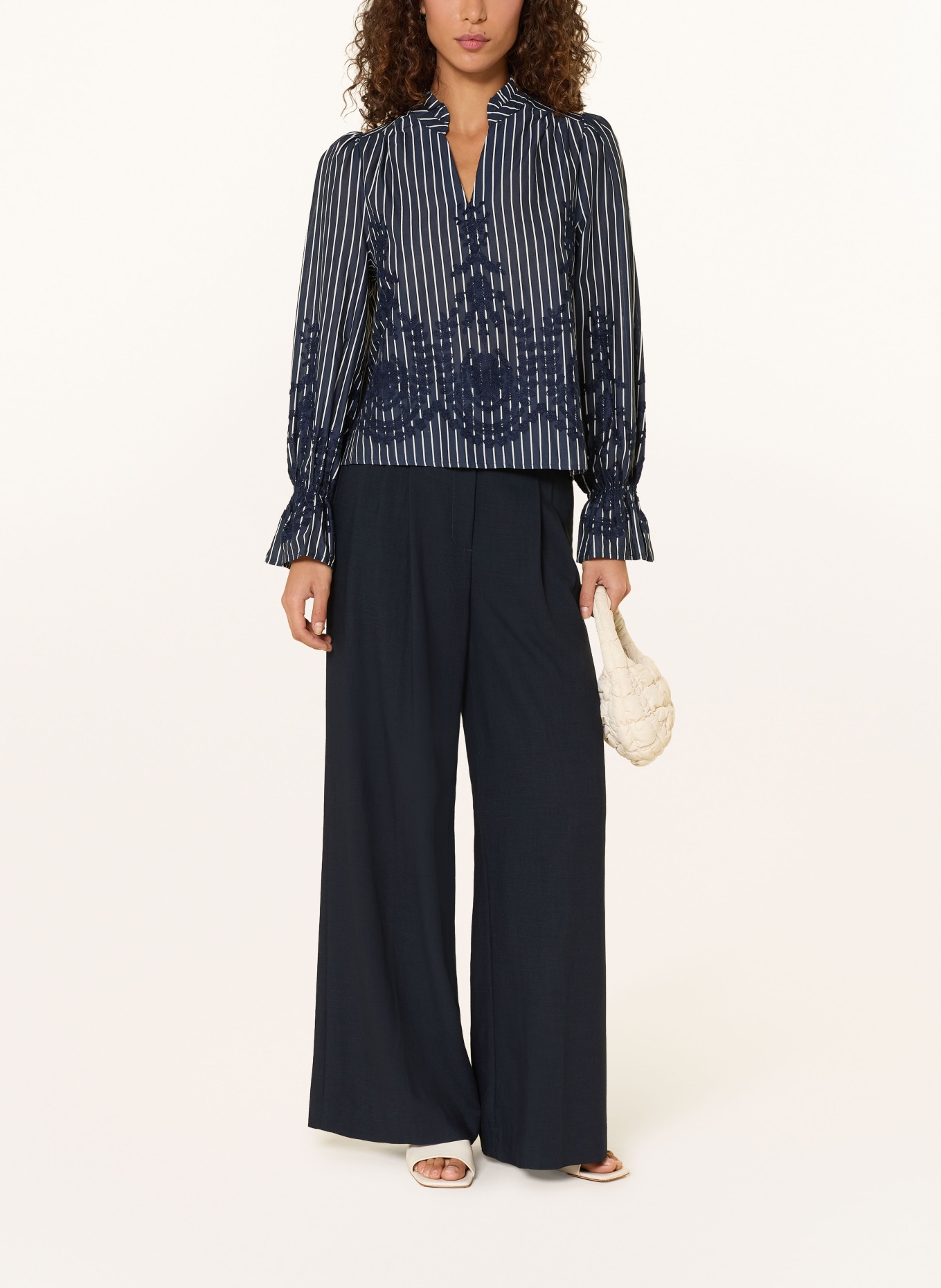 NEO NOIR AMARA shirt blouse: DARK BLUE / WHITE