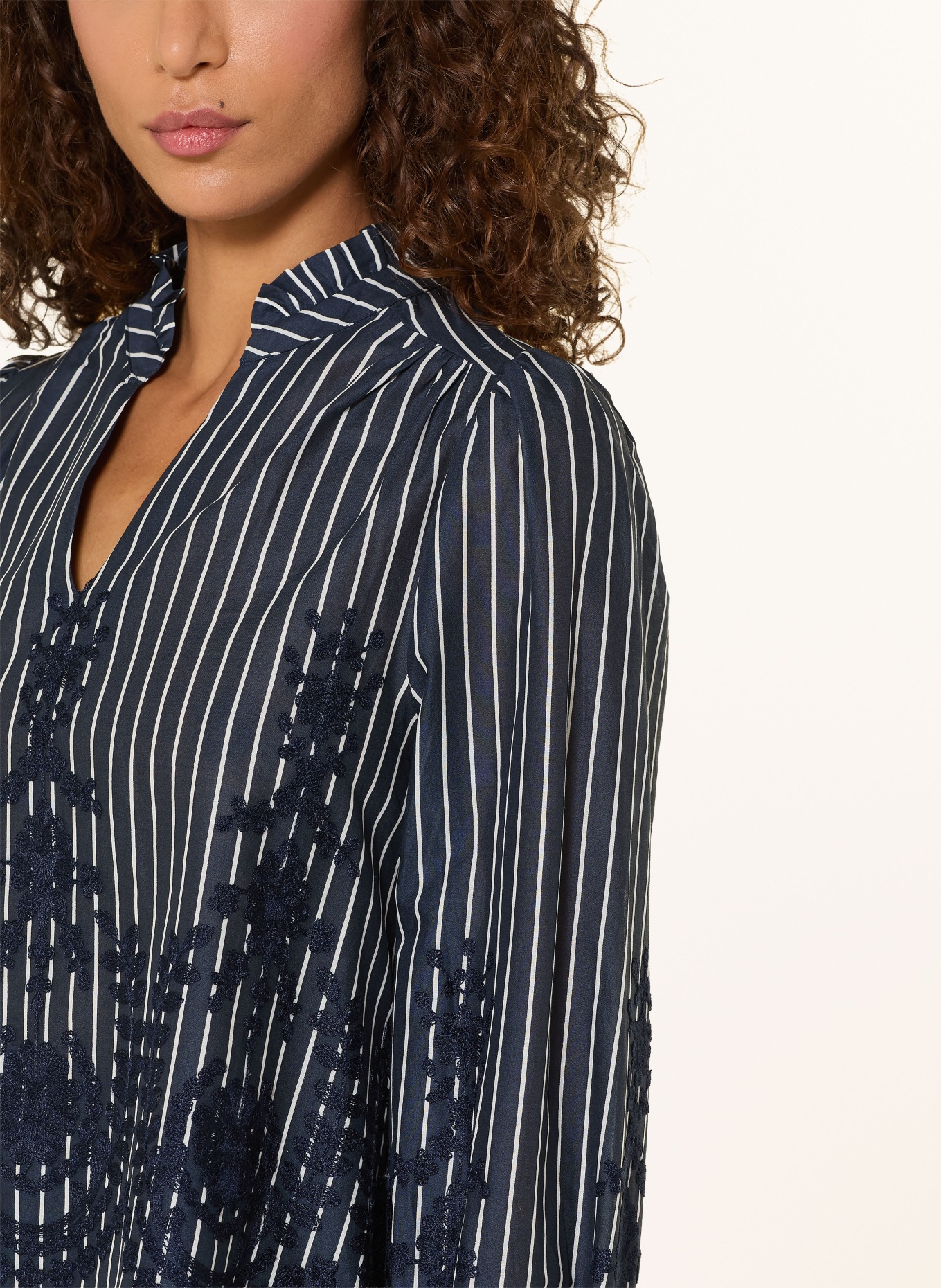 NEO NOIR AMARA shirt blouse: DARK BLUE / WHITE