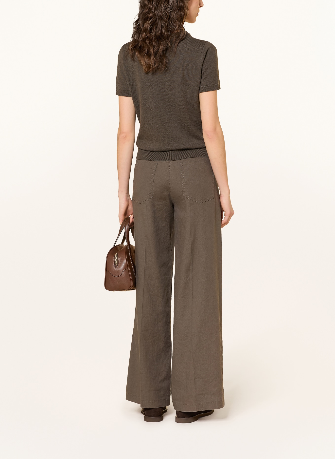 CAMBIO Marlenehose ADRIENNE mit Leinen: DUNKELBRAUN