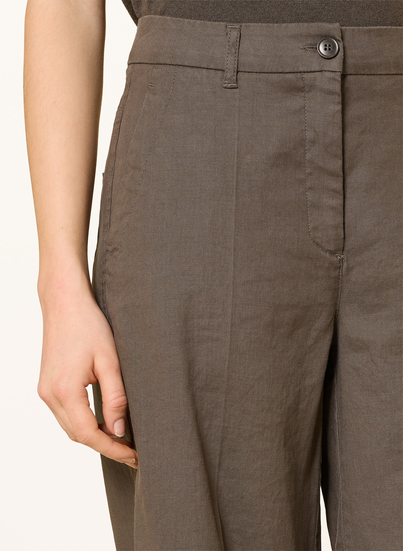 CAMBIO Marlenehose ADRIENNE mit Leinen: DUNKELBRAUN