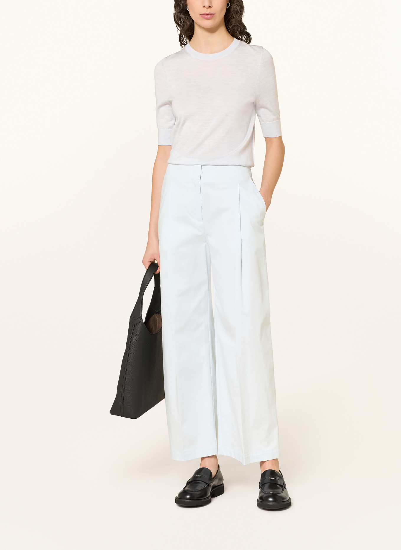 BOSS Úpletové tričko FARBELLA: ČERNOŠEDÁ