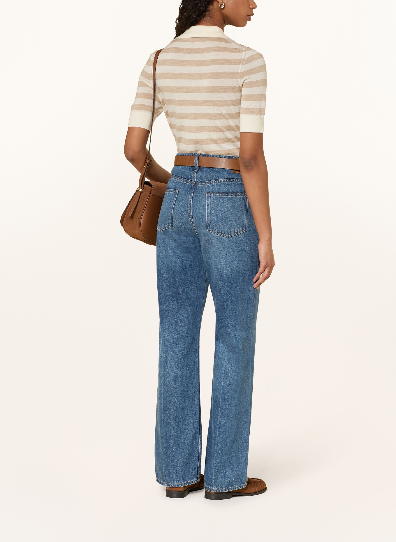 BOSS Poloshirt FIDENKA aus Merinowolle: BEIGE / ECRU