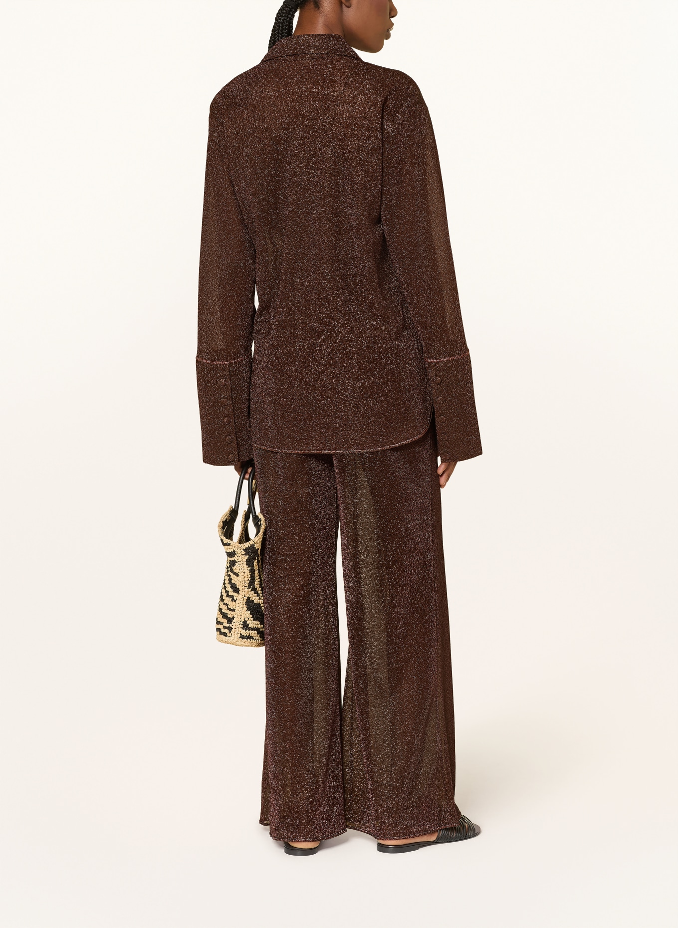 Oséree Hemdbluse LUMIERE mit Glitzergarn: DUNKELROT