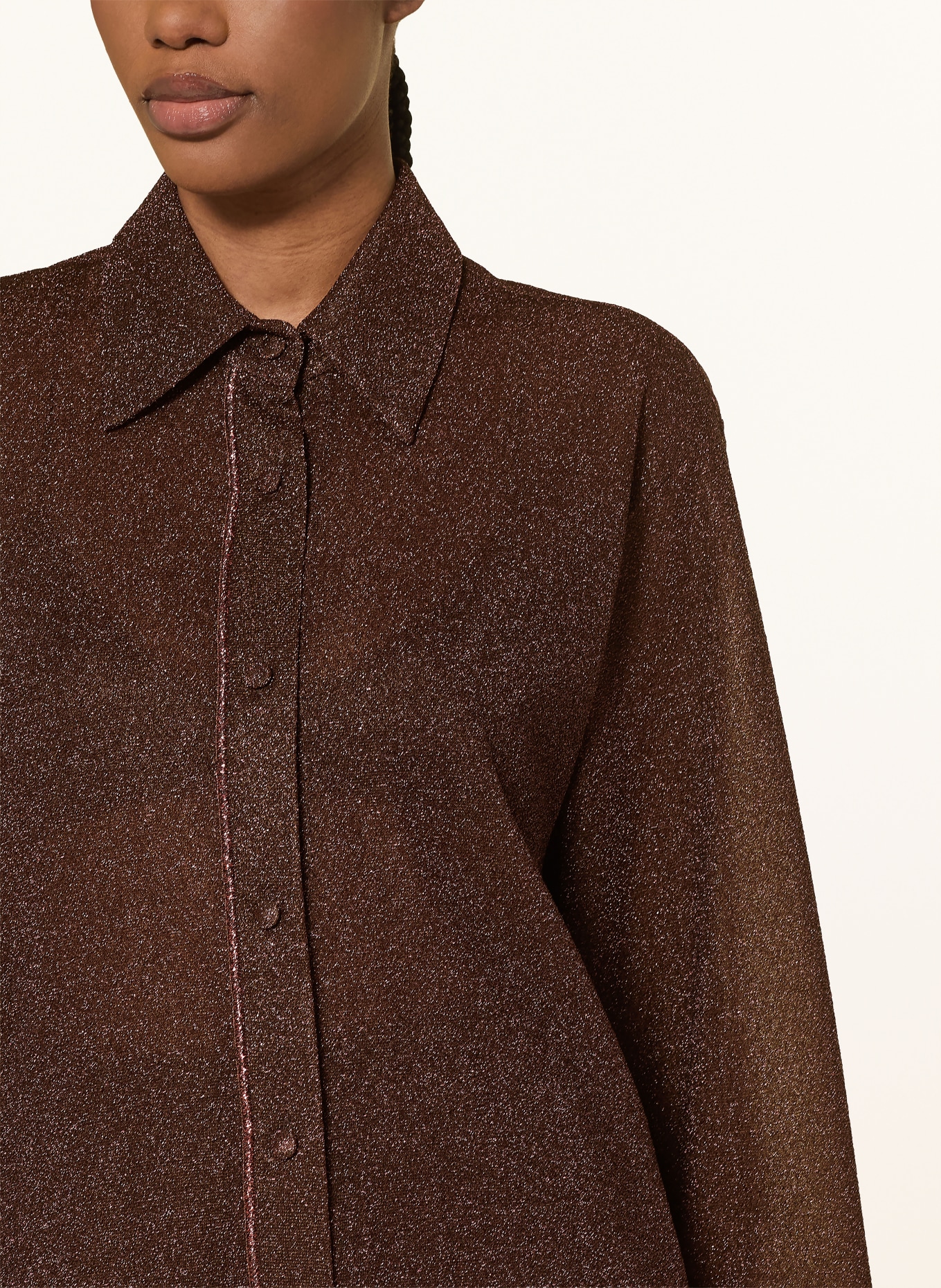 Oséree Hemdbluse LUMIERE mit Glitzergarn: DUNKELROT