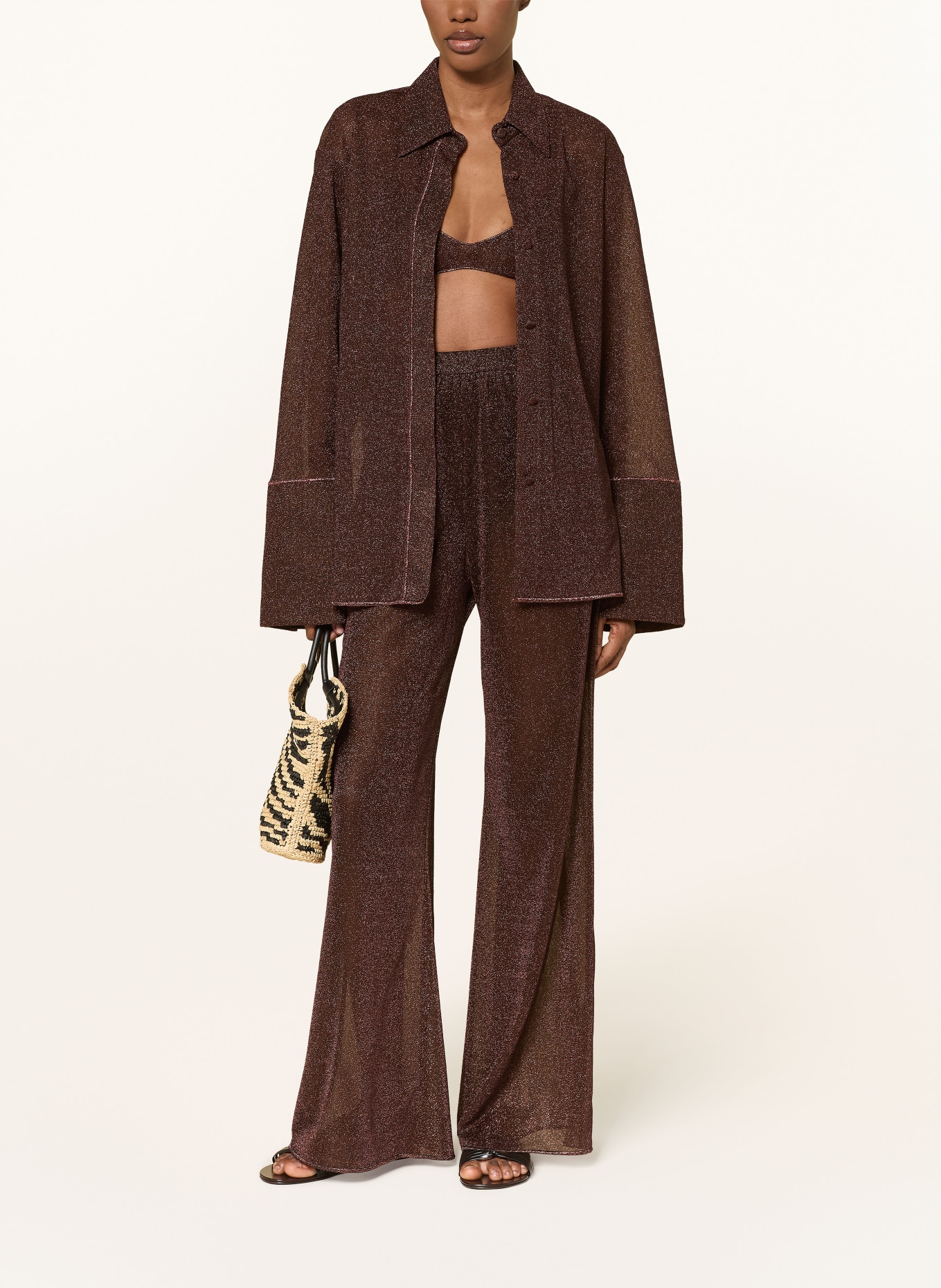 Oséree Marlenehose LUMIERE mit Glitzergarn: DUNKELBRAUN