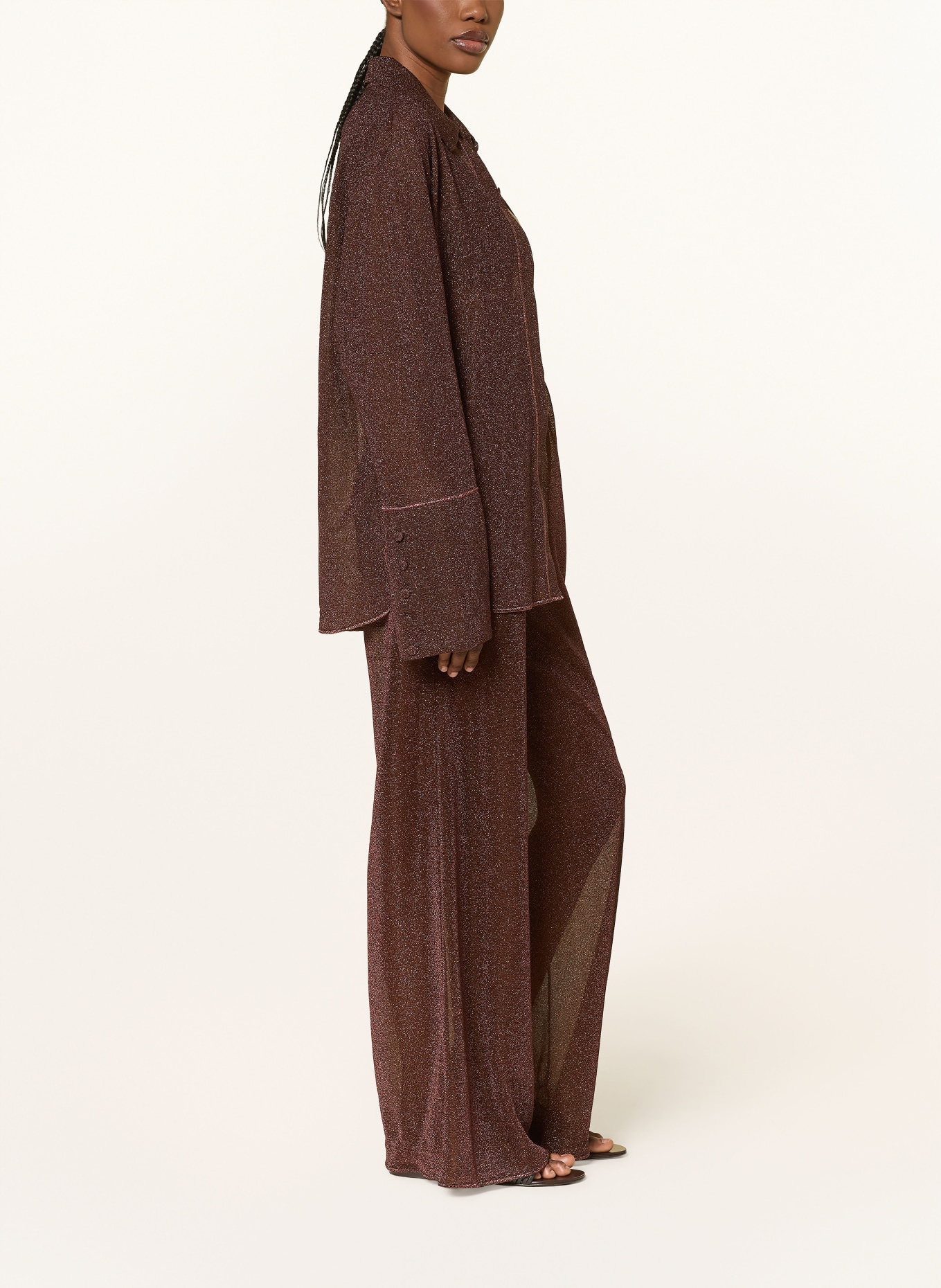 Oséree Marlenehose LUMIERE mit Glitzergarn: DUNKELBRAUN