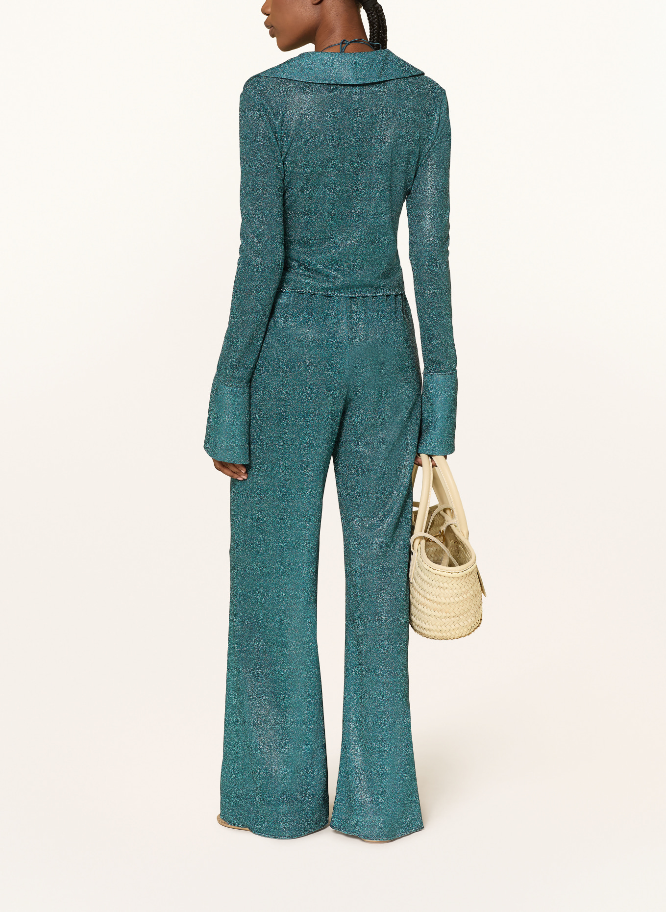 Oséree Marlenehose LUMIERE mit Glitzergarn: PETROL