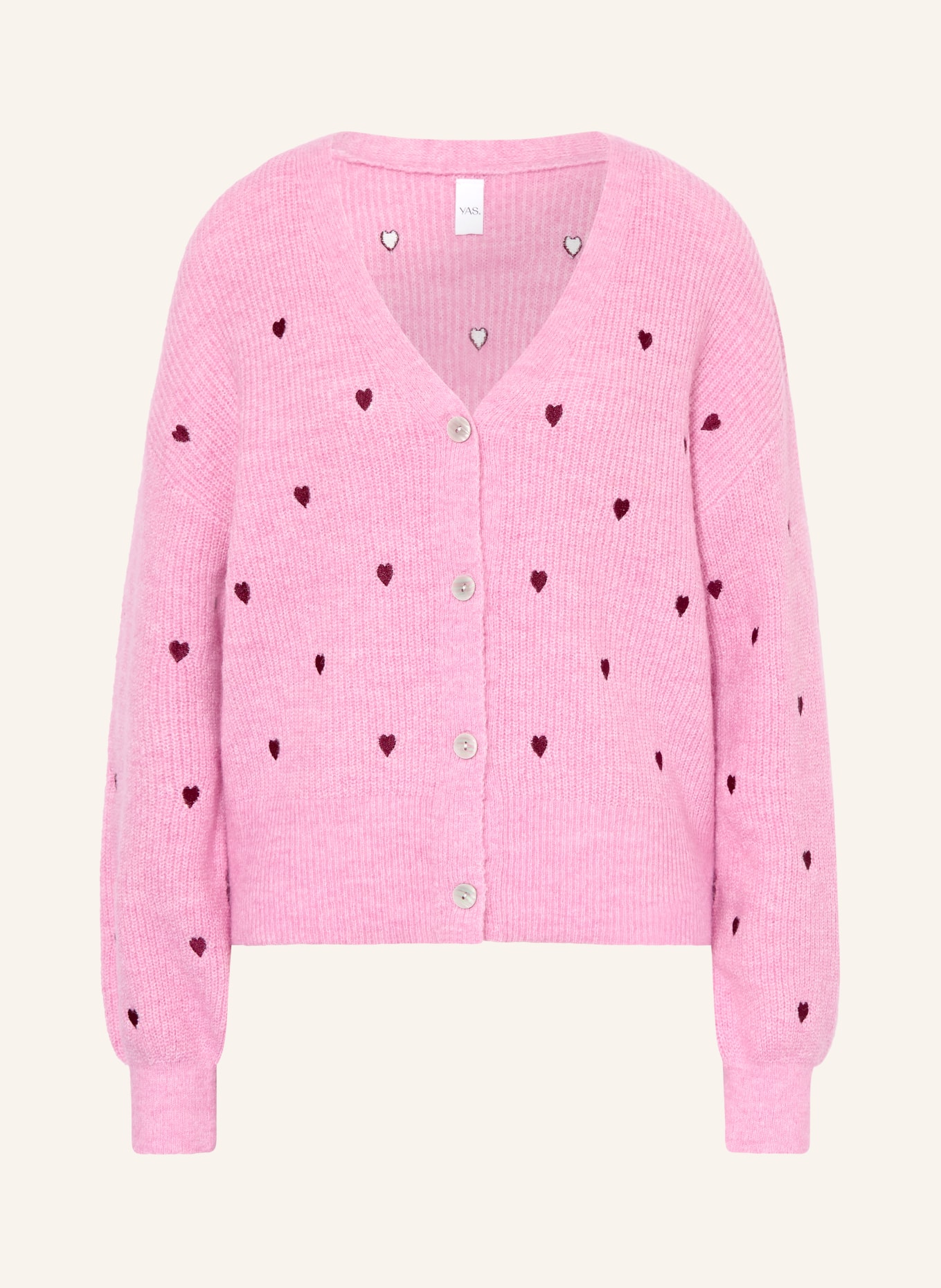 Y.A.S. Pletený kardigan: RŮŽOVÁ / TMAVĚ ČERVENÁ