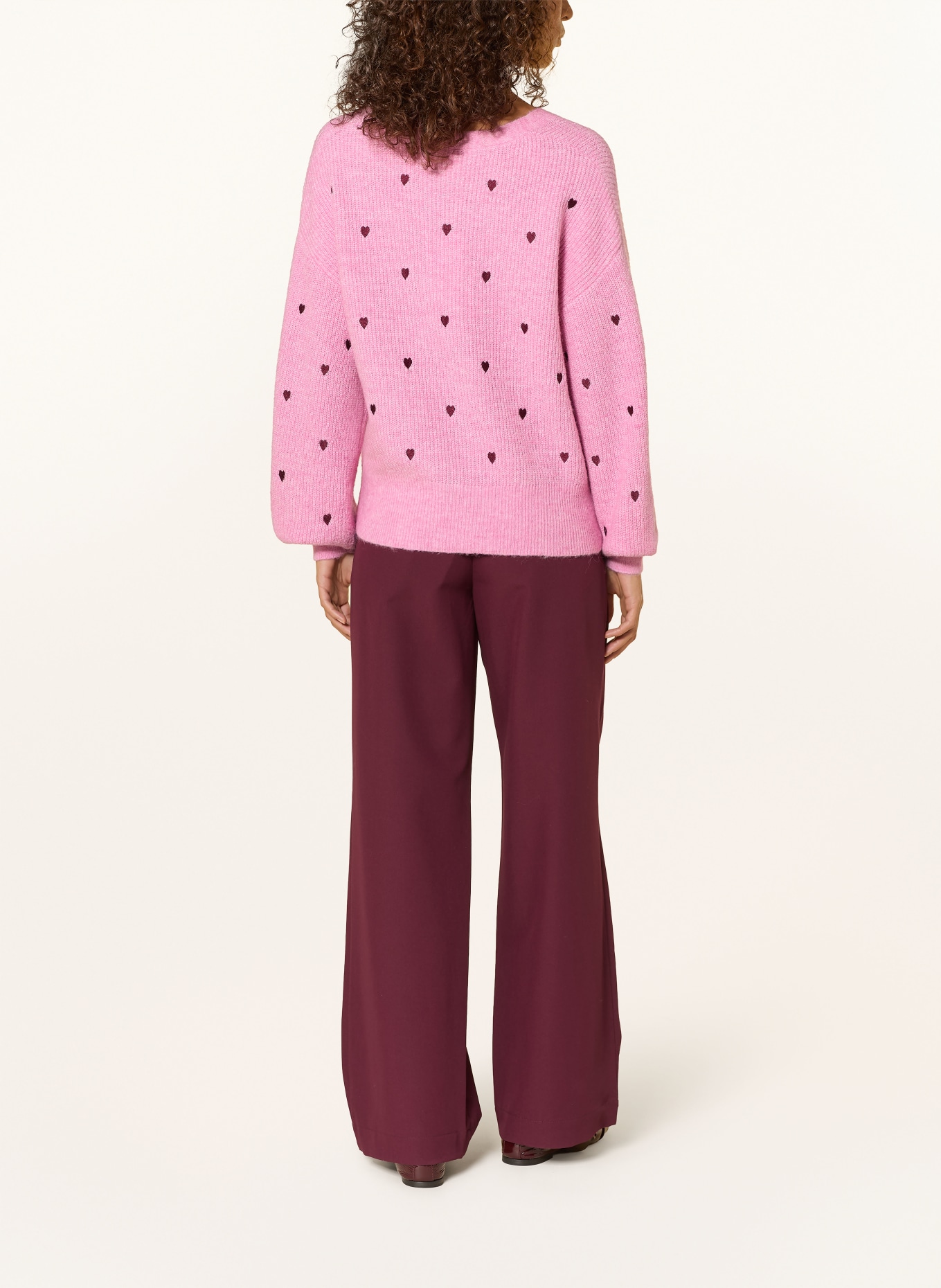 Y.A.S. Pletený kardigan: RŮŽOVÁ / TMAVĚ ČERVENÁ