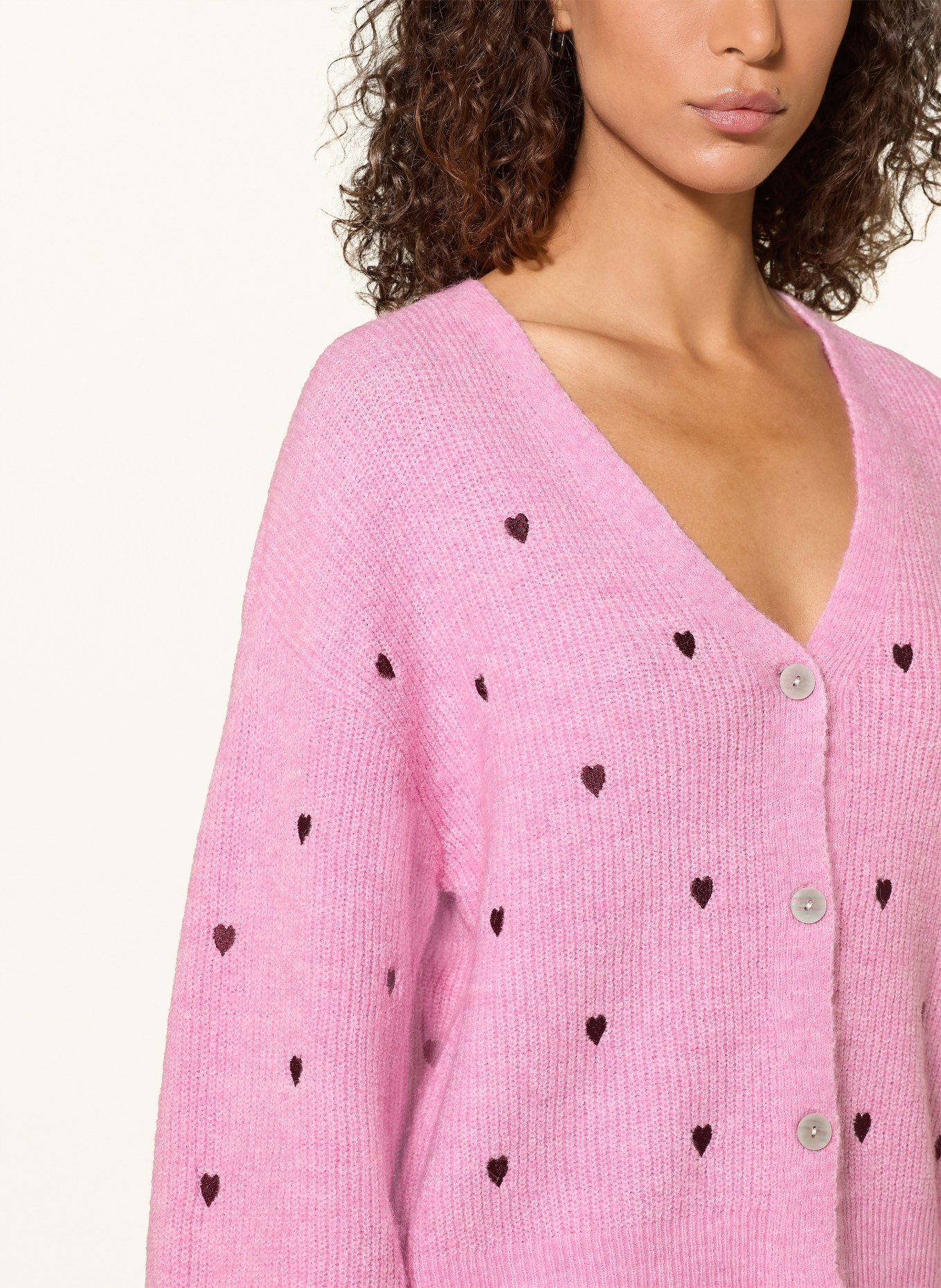 Y.A.S. Pletený kardigan: RŮŽOVÁ / TMAVĚ ČERVENÁ