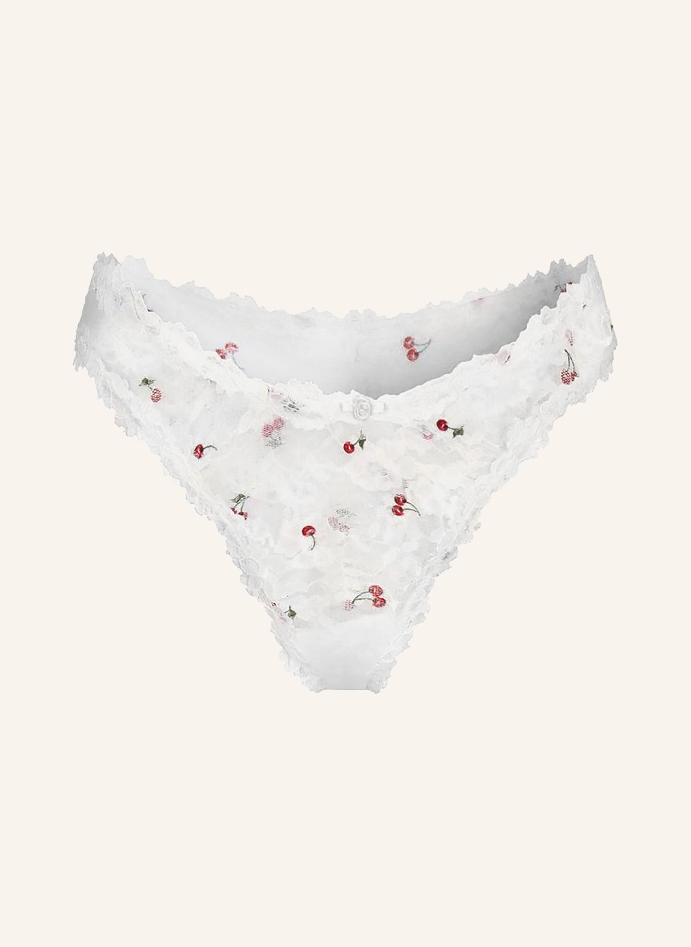 SKIMS Stringi STRETCH LACE: IVORY CHERRY PRINT
