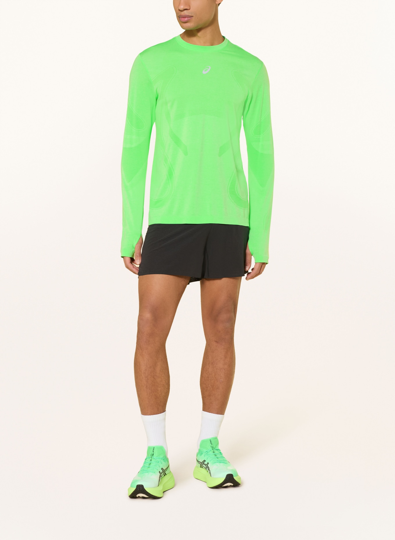 ASICS ROAD SEAMLESS LS running shirt: NEON GREEN