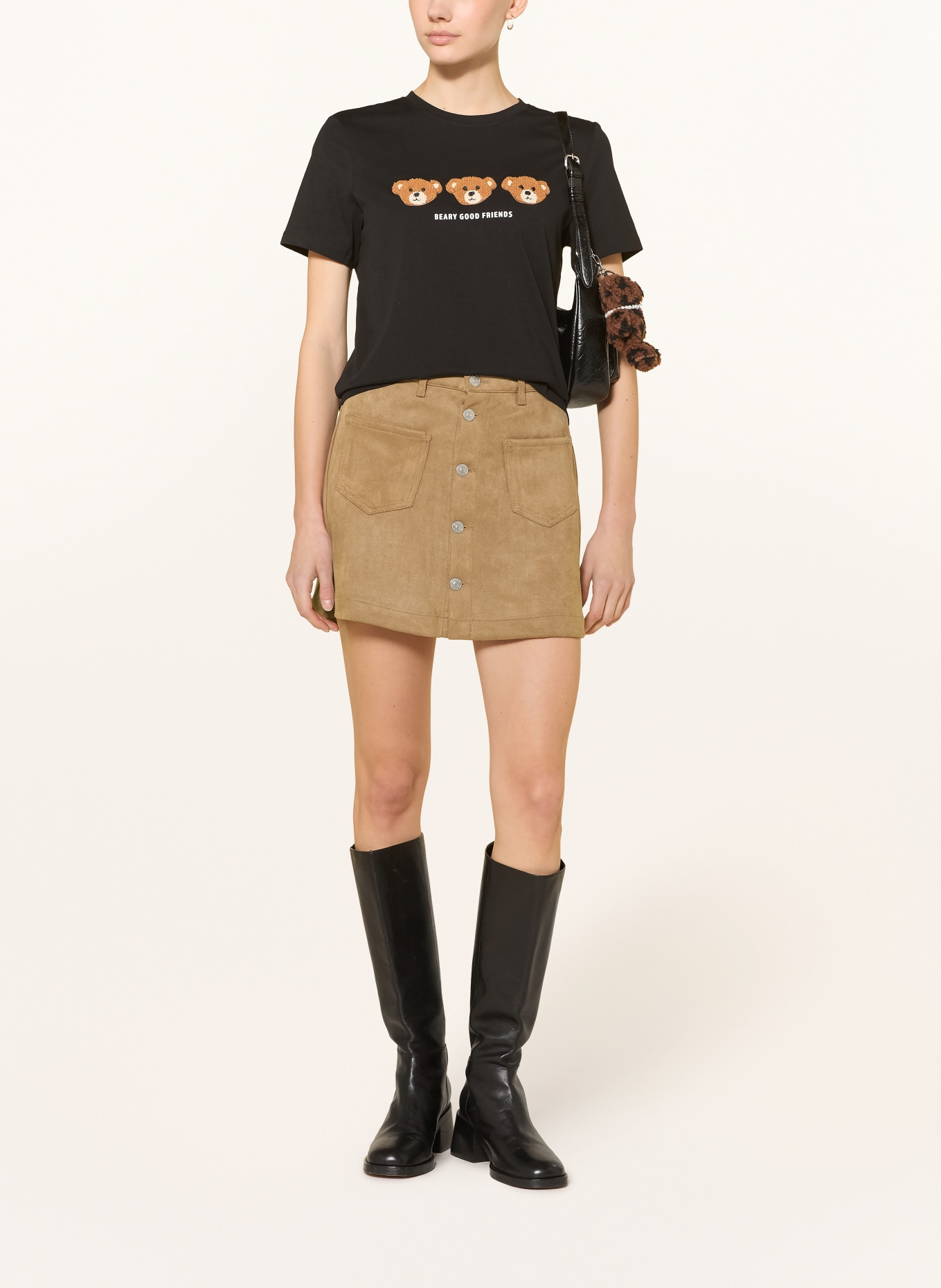 ONLY Spódnica o wyglądzie skóry: JASNOBRĄZOWY