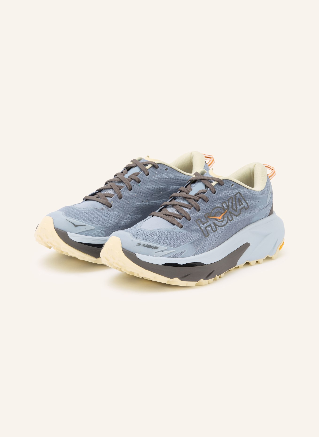 HOKA MAFATE 5 trail running shoes: BLUE GRAY / DARK GRAY / ORANGE