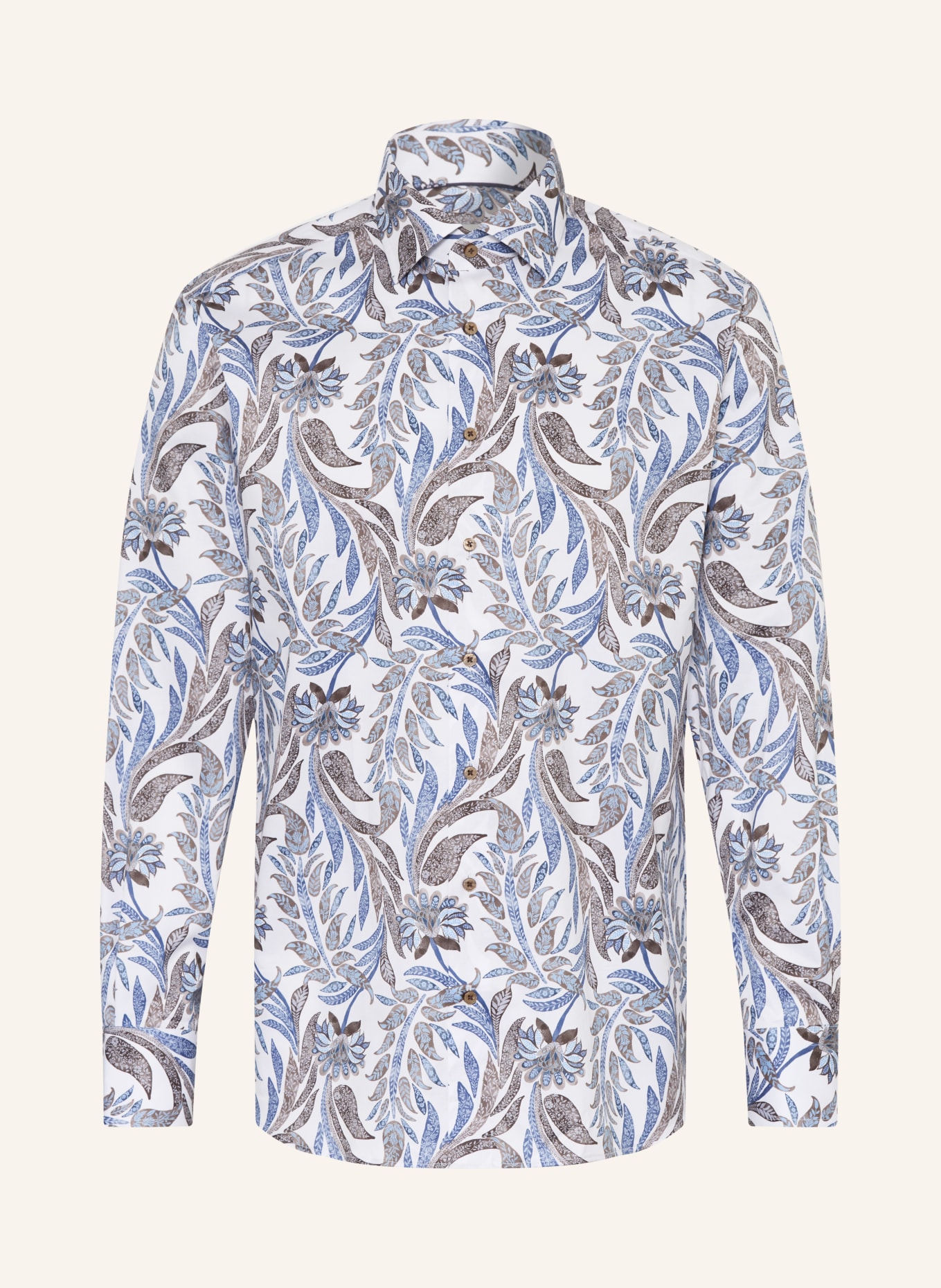 1863 by ETERNA Modern Fit Shirt: BLUE / KHAKI / WHITE