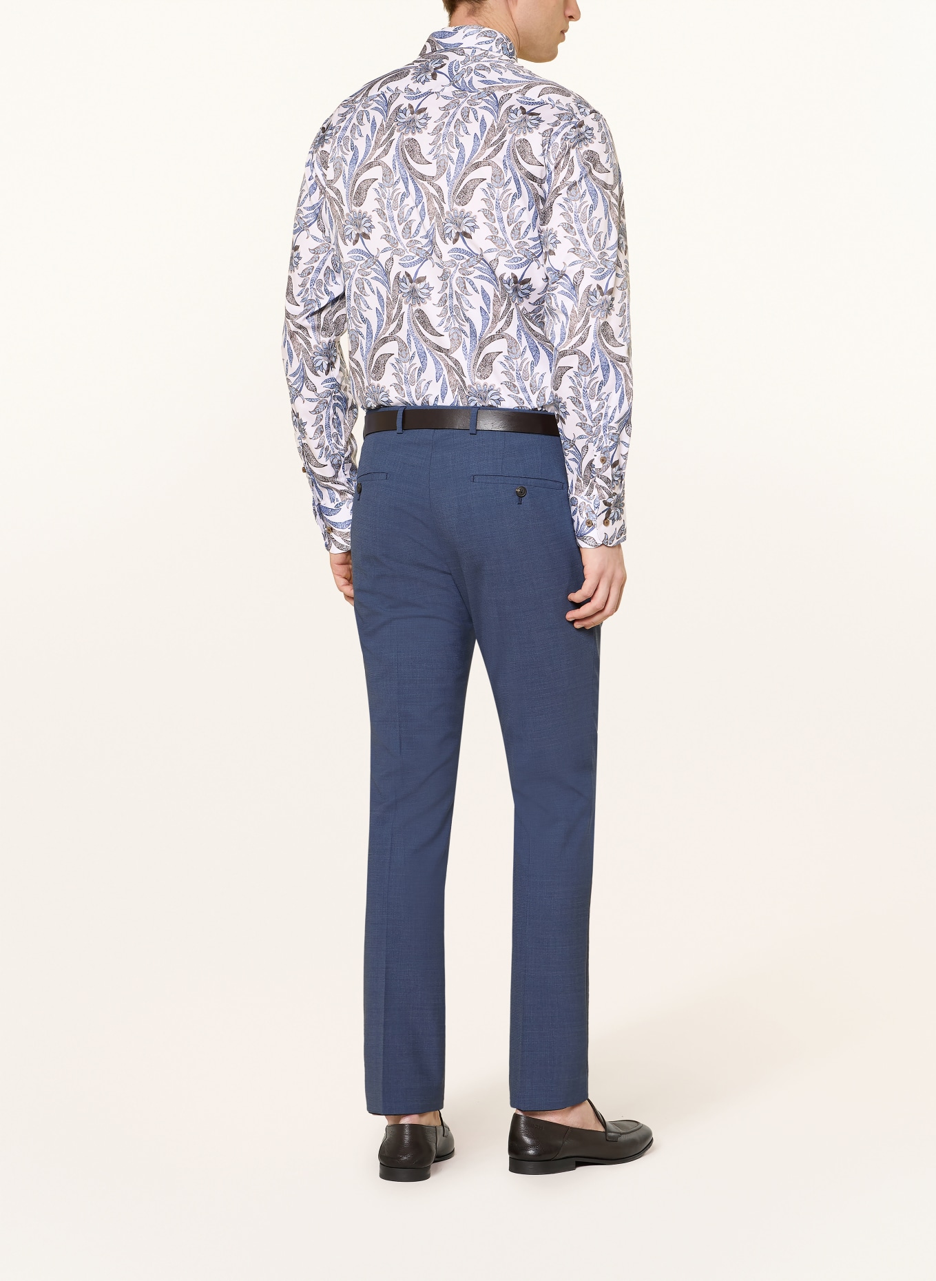 1863 by ETERNA Modern Fit Shirt: BLUE / KHAKI / WHITE