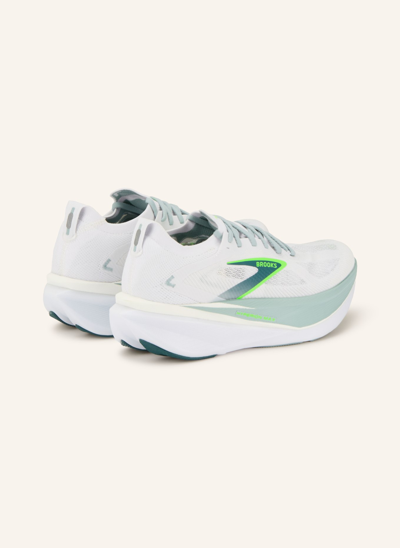 BROOKS Laufschuhe HYPERION MAX 3: WEISS / NEONGRÜN / PETROL