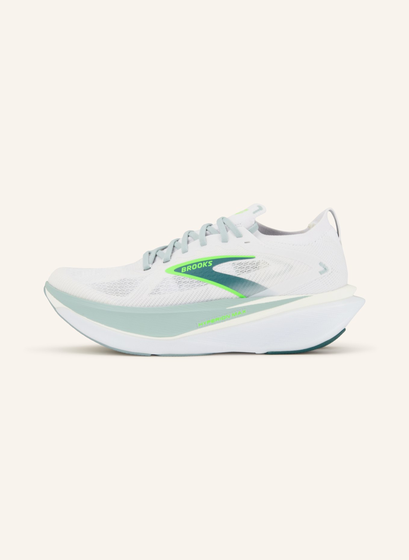 BROOKS Laufschuhe HYPERION MAX 3: WEISS / NEONGRÜN / PETROL