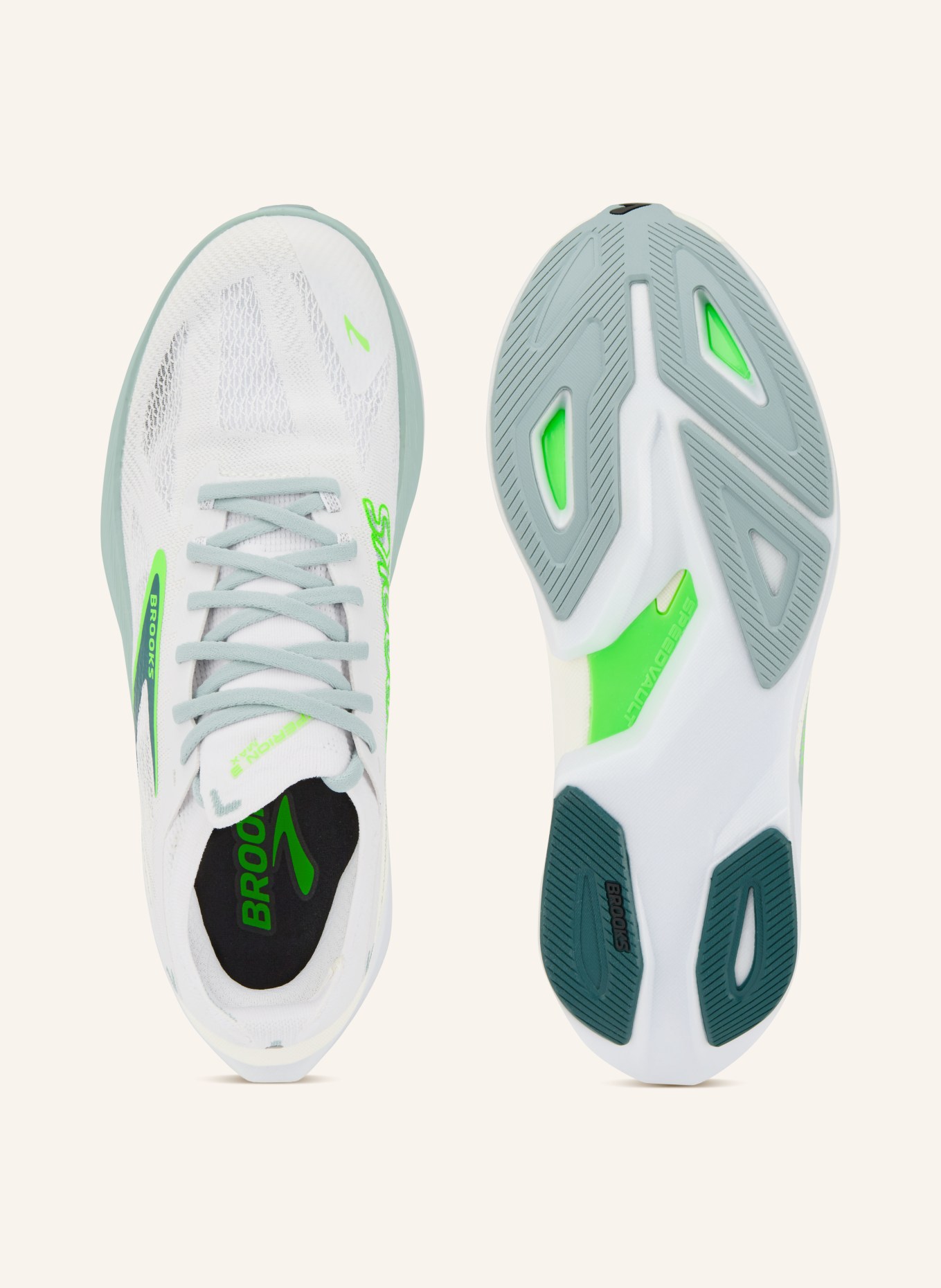 BROOKS Laufschuhe HYPERION MAX 3: WEISS / NEONGRÜN / PETROL
