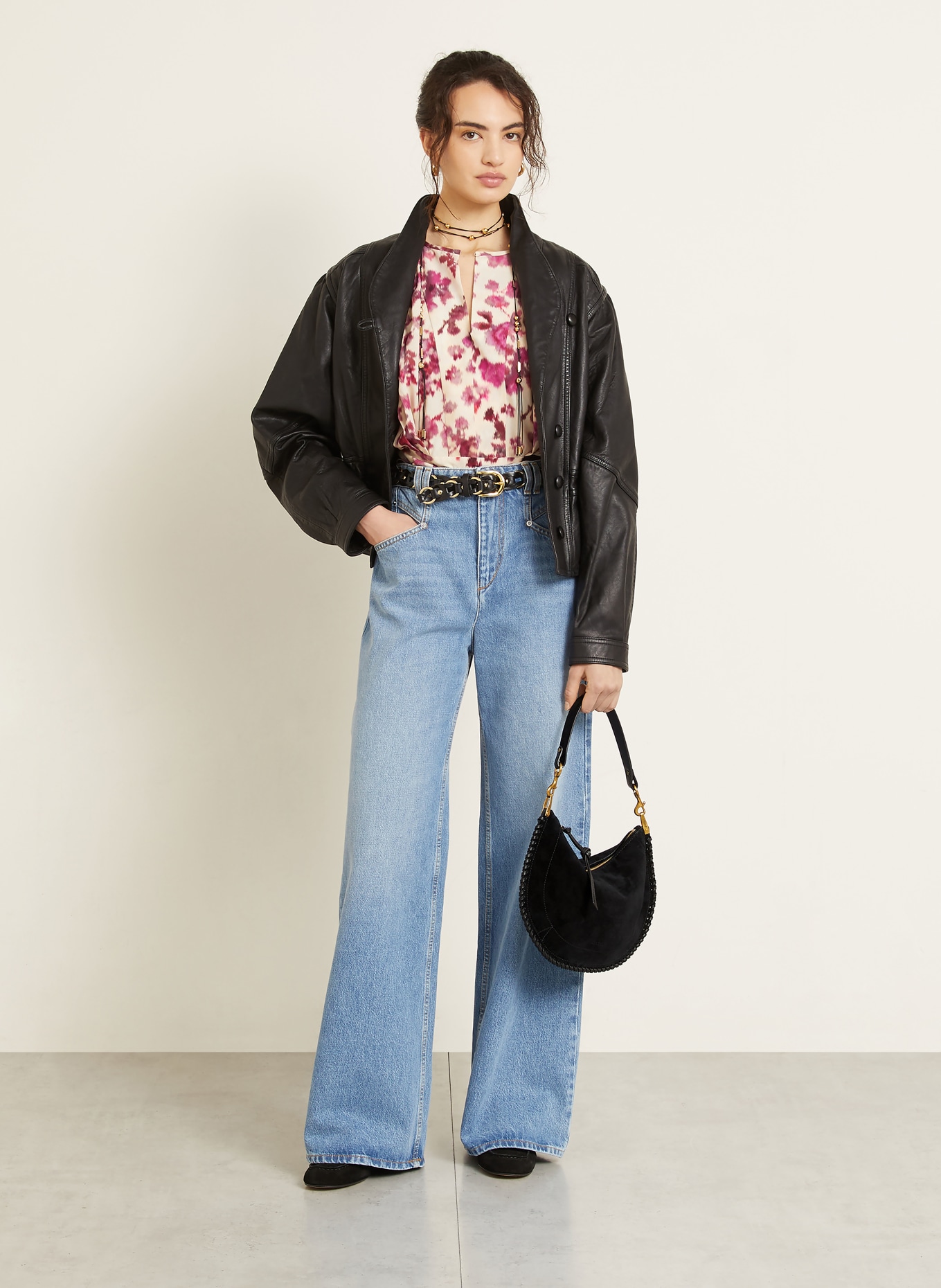 ISABEL MARANT Schoudertas OSKAN: ZWART / GOUD