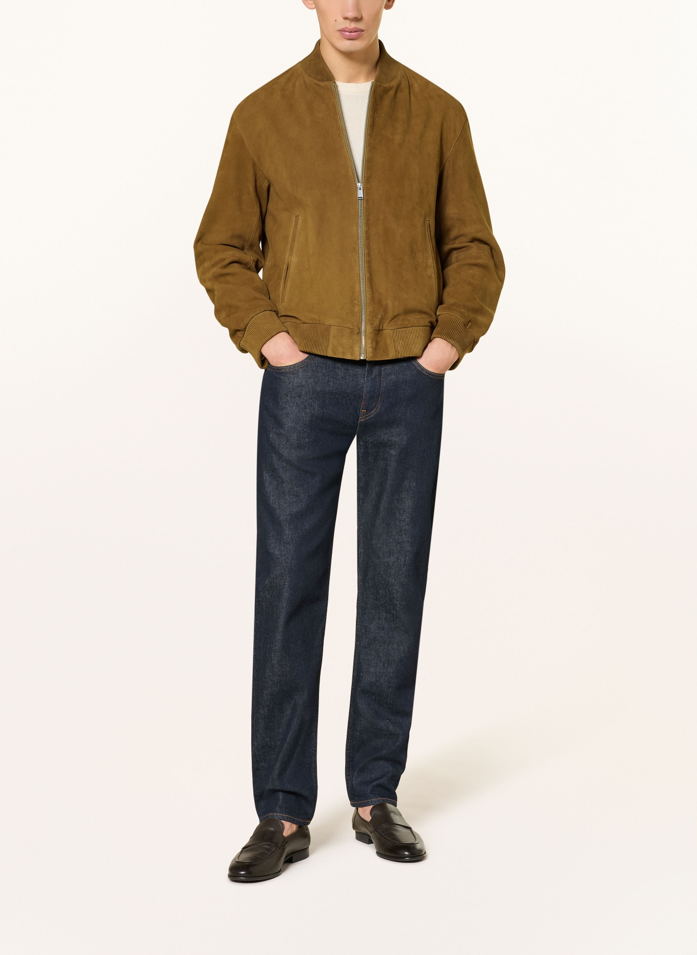 BOSS MULLER leather blouson: COGNAC