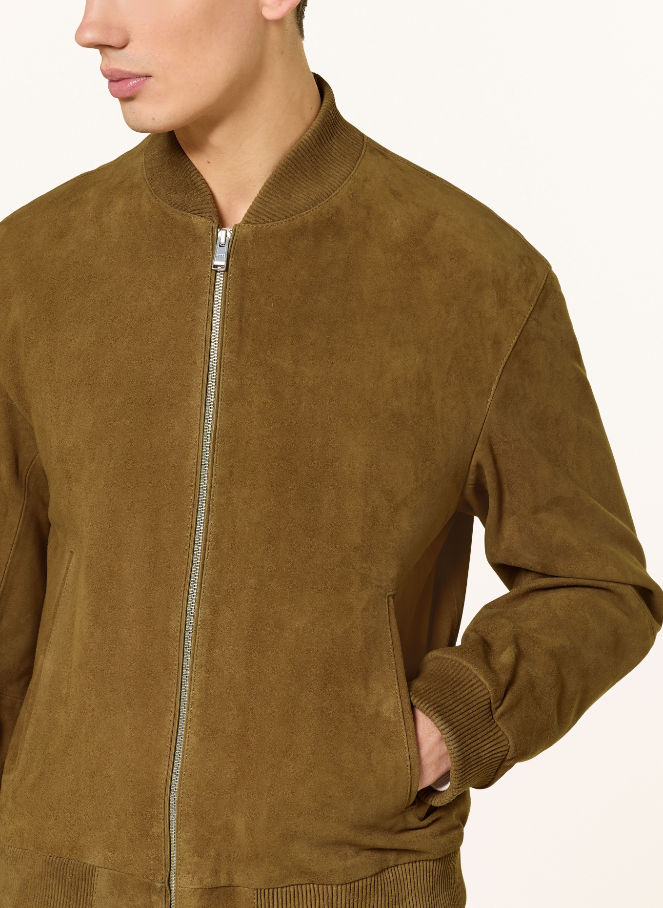 BOSS MULLER leather blouson: COGNAC