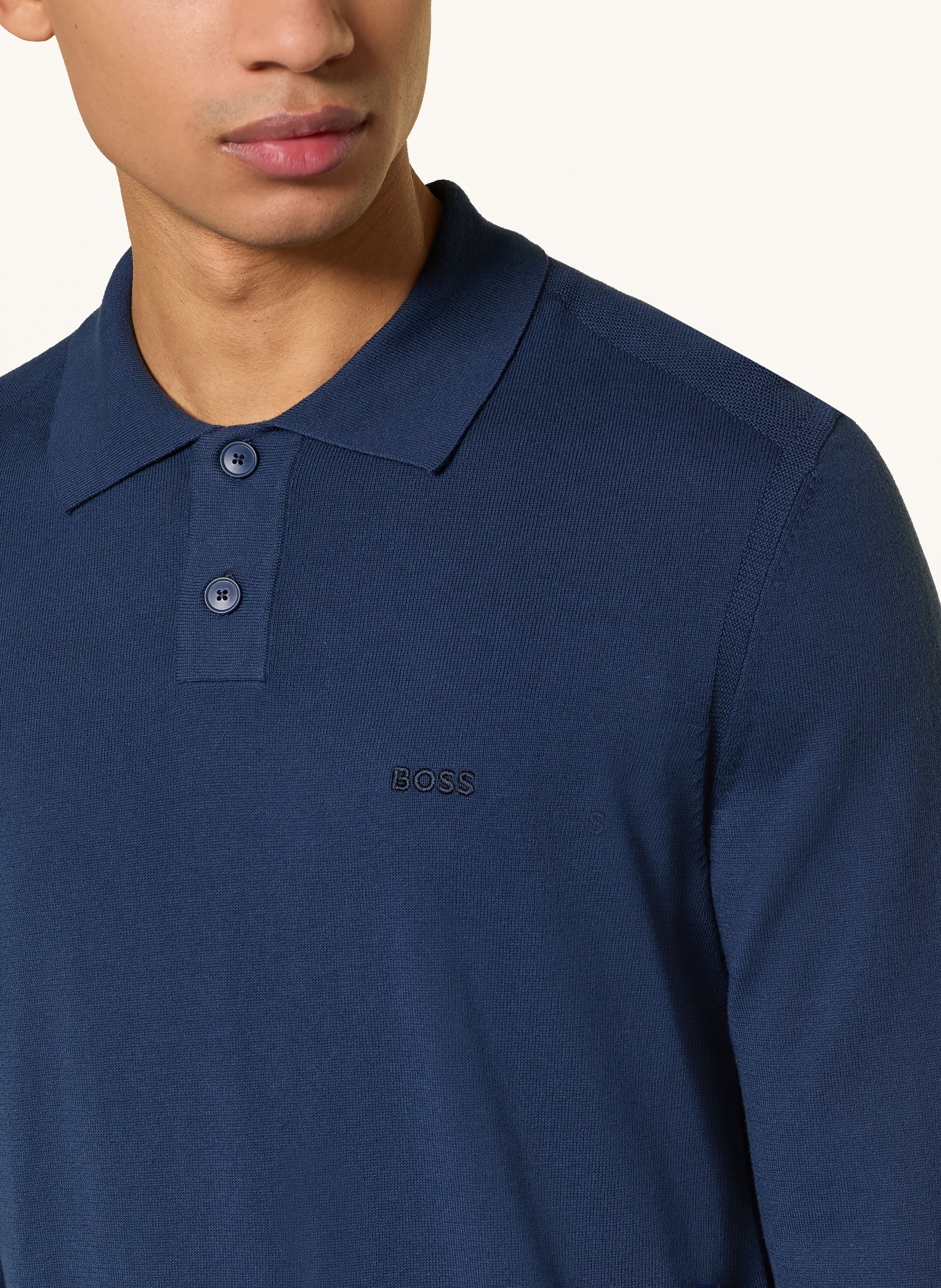 BOSS Knitted polo shirt ASAC: DARK BLUE