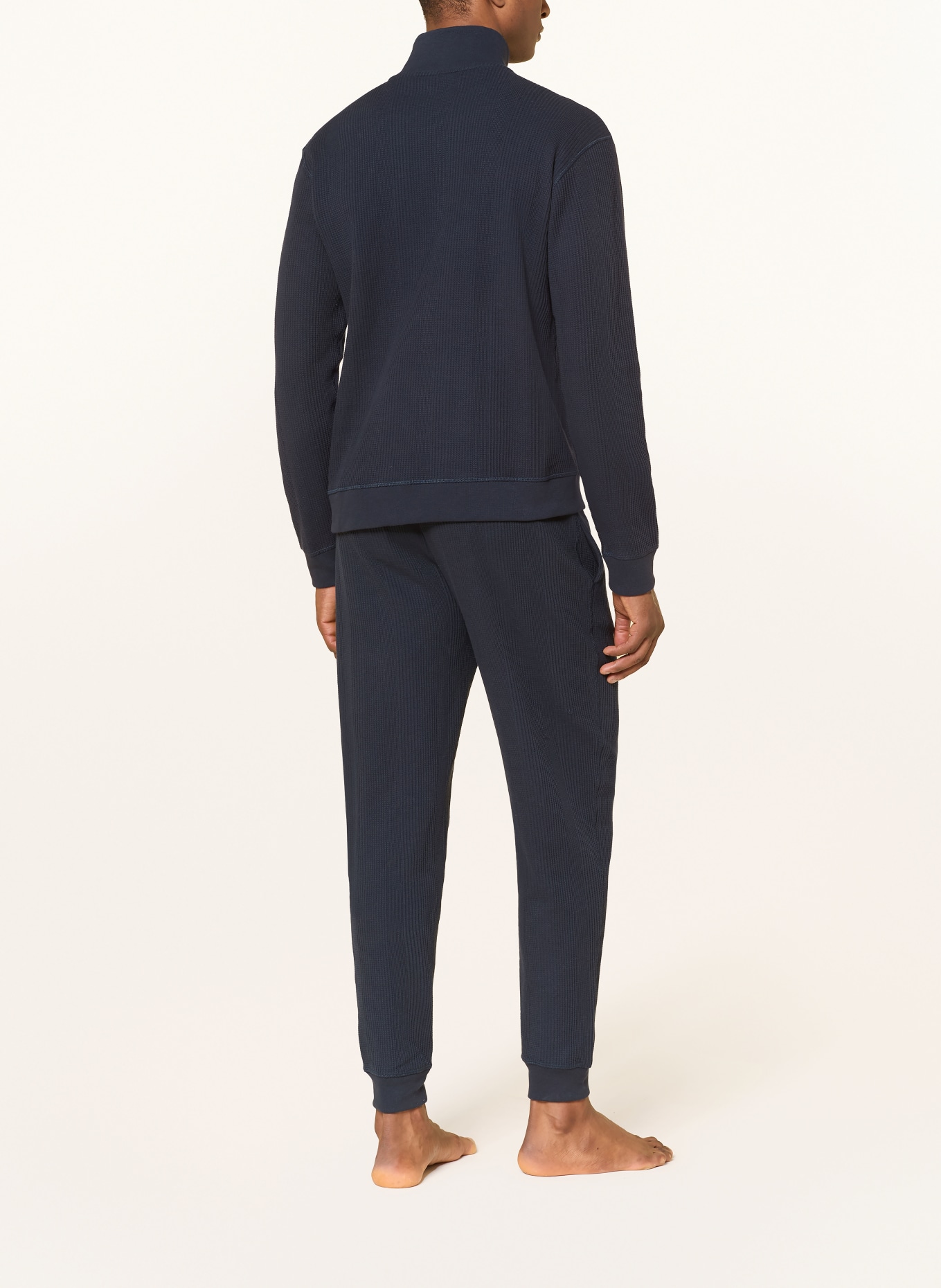 BOSS Pohodlný domácí svetr STRUCTURE: TMAVĚ MODRÁ