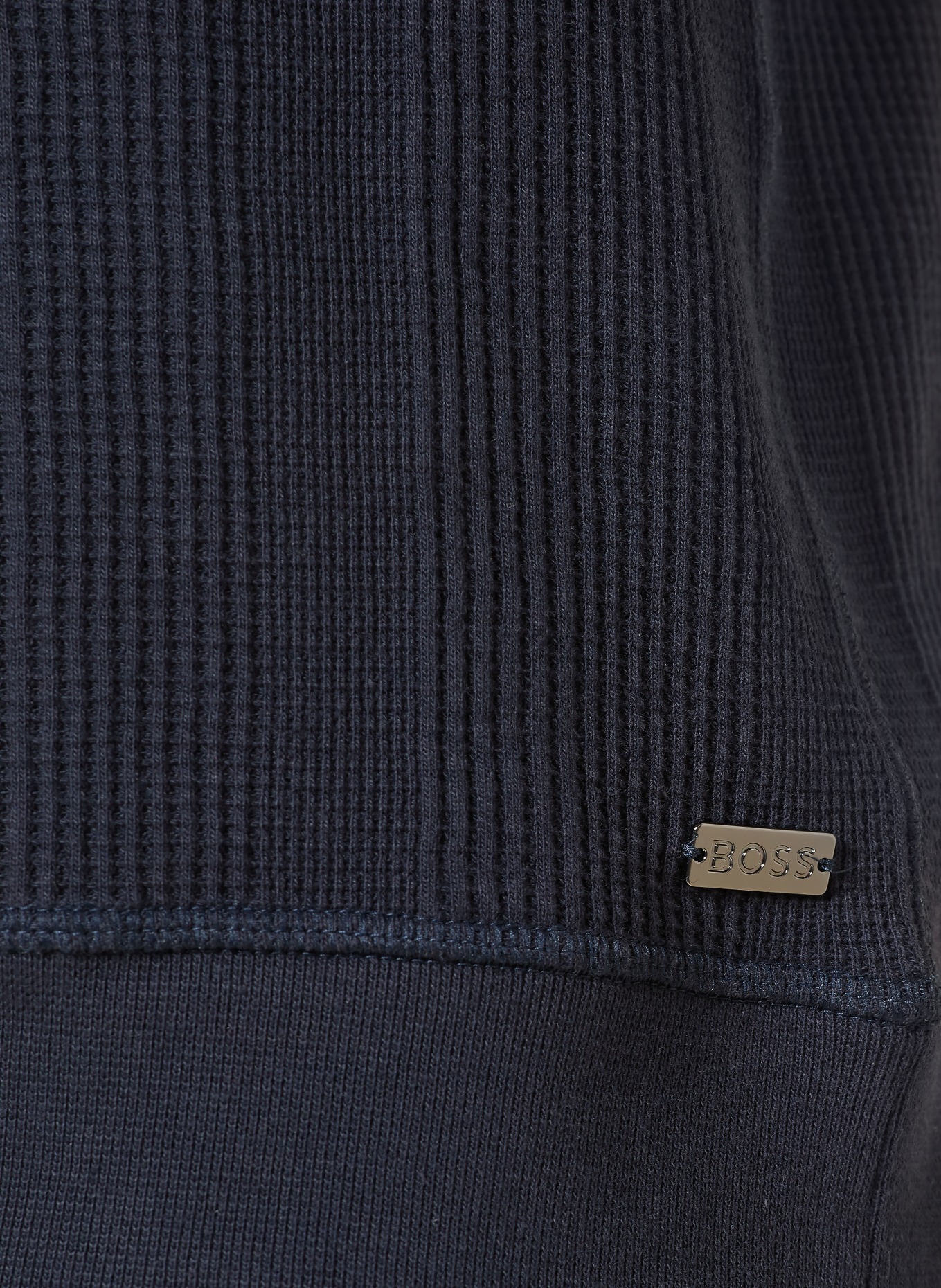 BOSS Pohodlný domácí svetr STRUCTURE: TMAVĚ MODRÁ