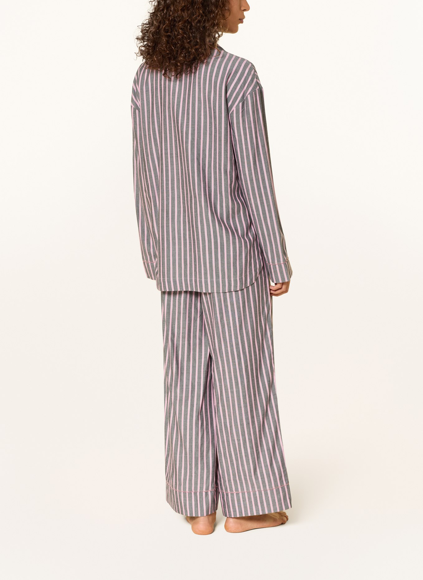 HUGO Pyžamo FLANNEL SET: ŠEDÁ / STŘÍBRNÁ / STARORŮŽOVÁ