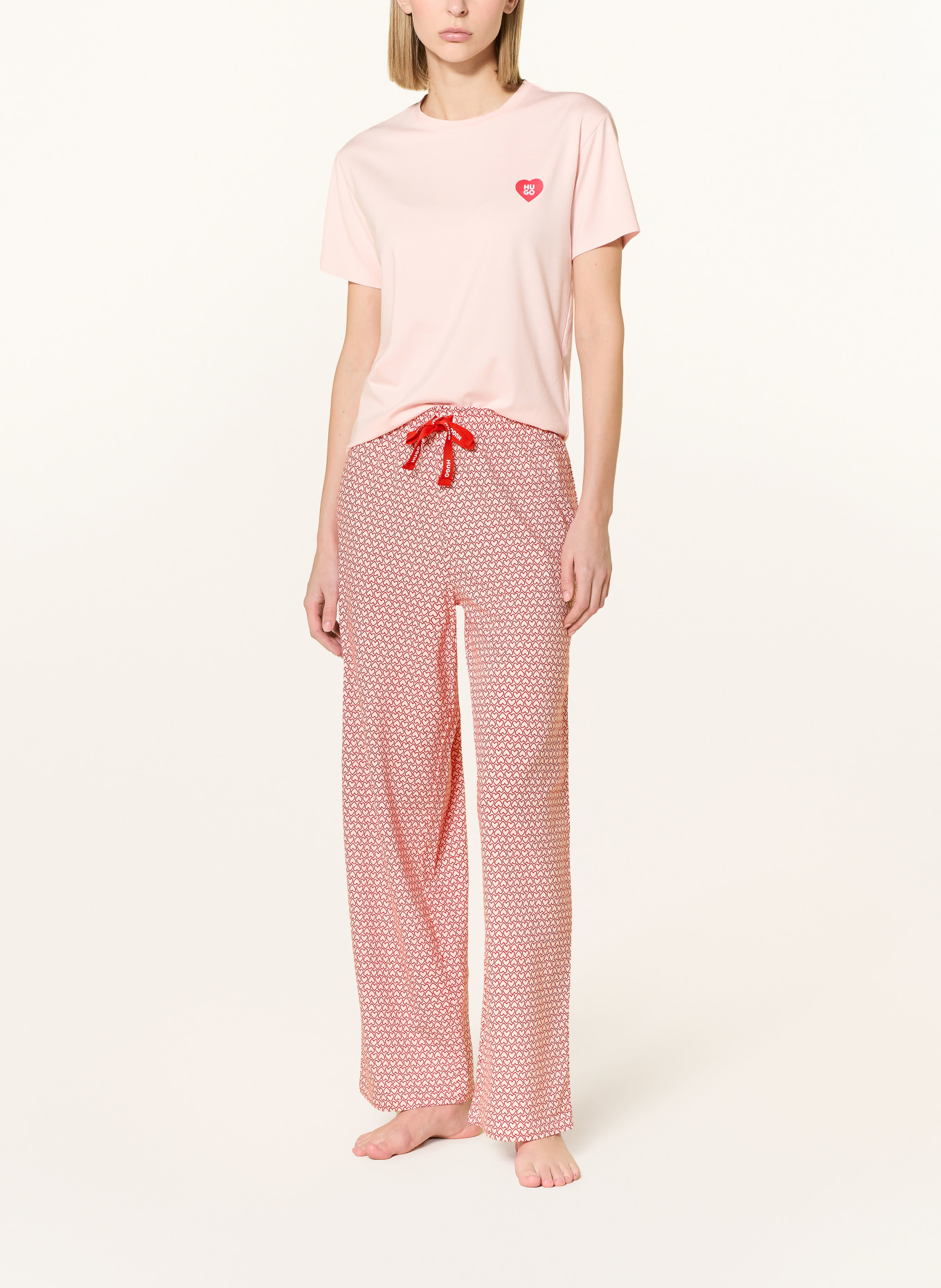 HUGO Schlafhose CASUAL: ROSA / ROT