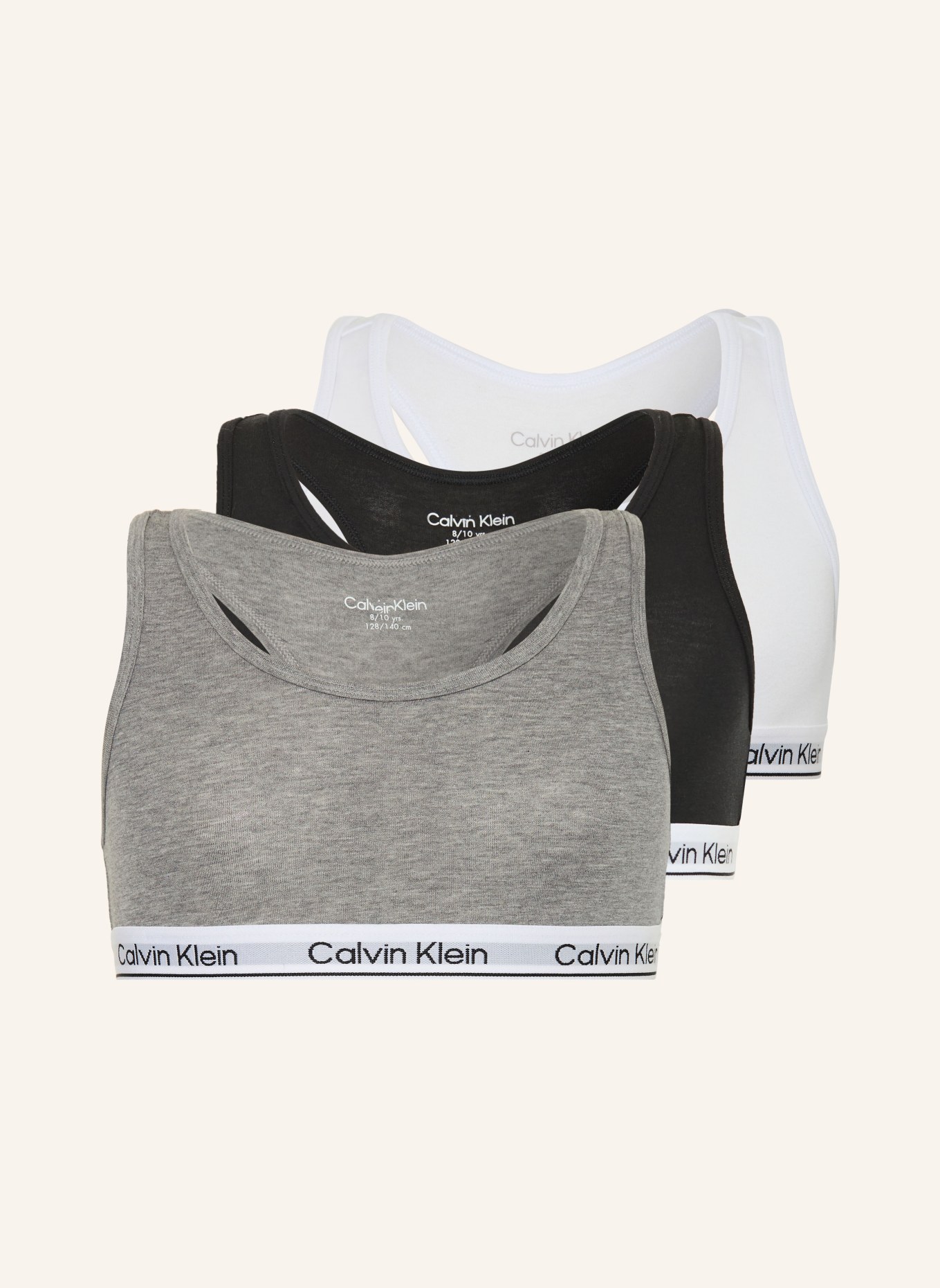 Calvin Klein 3er-Pack Bustiers ICON COTTON STRETCH: SCHWARZ / GRAU / WEISS