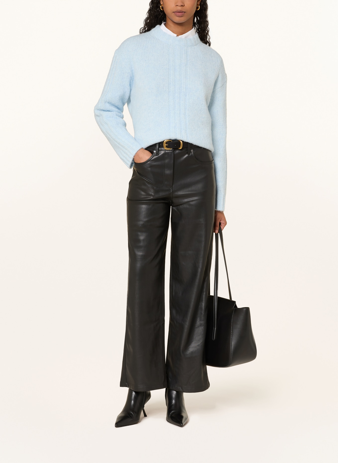 Calvin Klein Jeans Marlenehose in Lederoptik: SCHWARZ