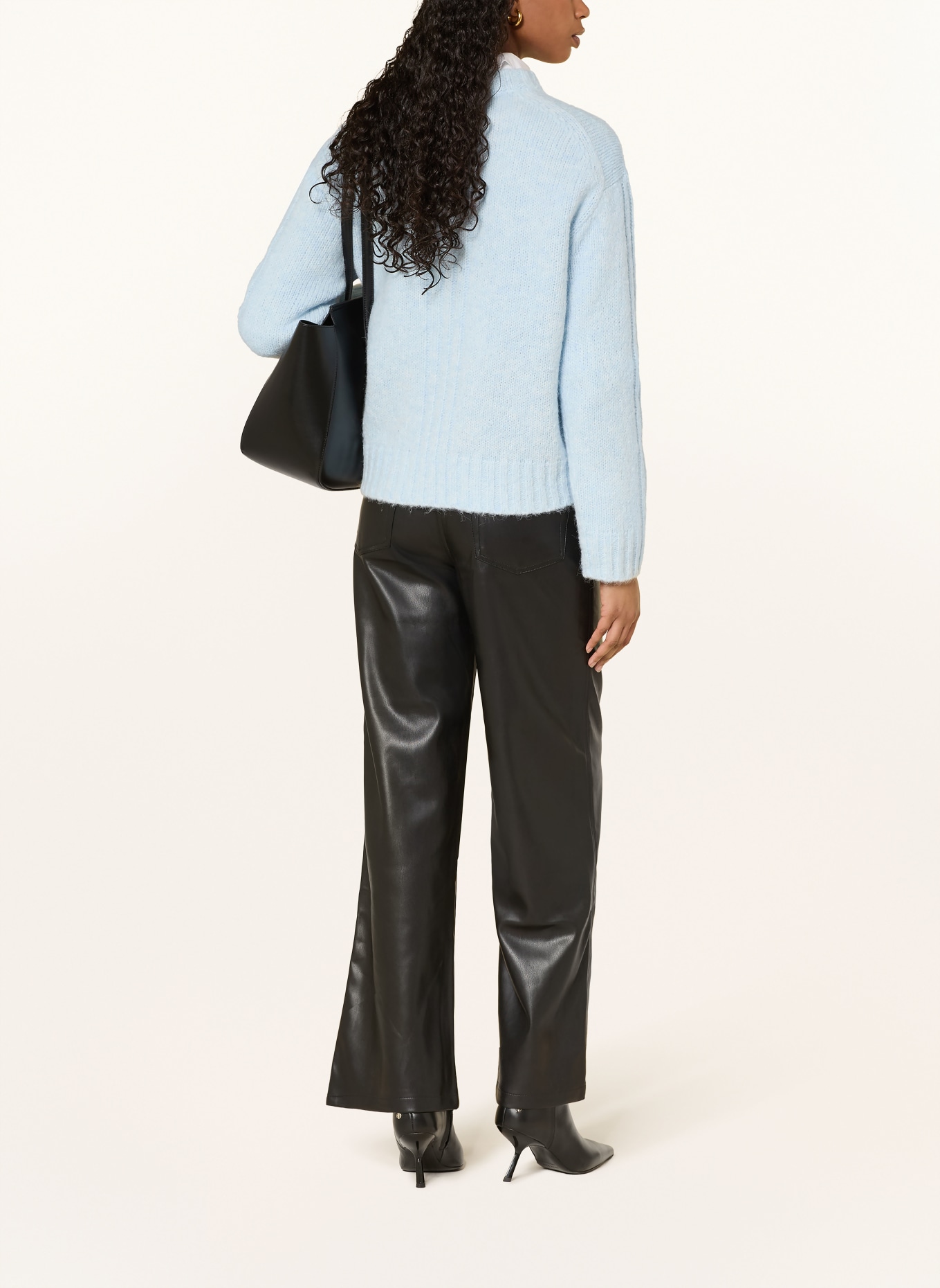 Calvin Klein Jeans Marlenehose in Lederoptik: SCHWARZ