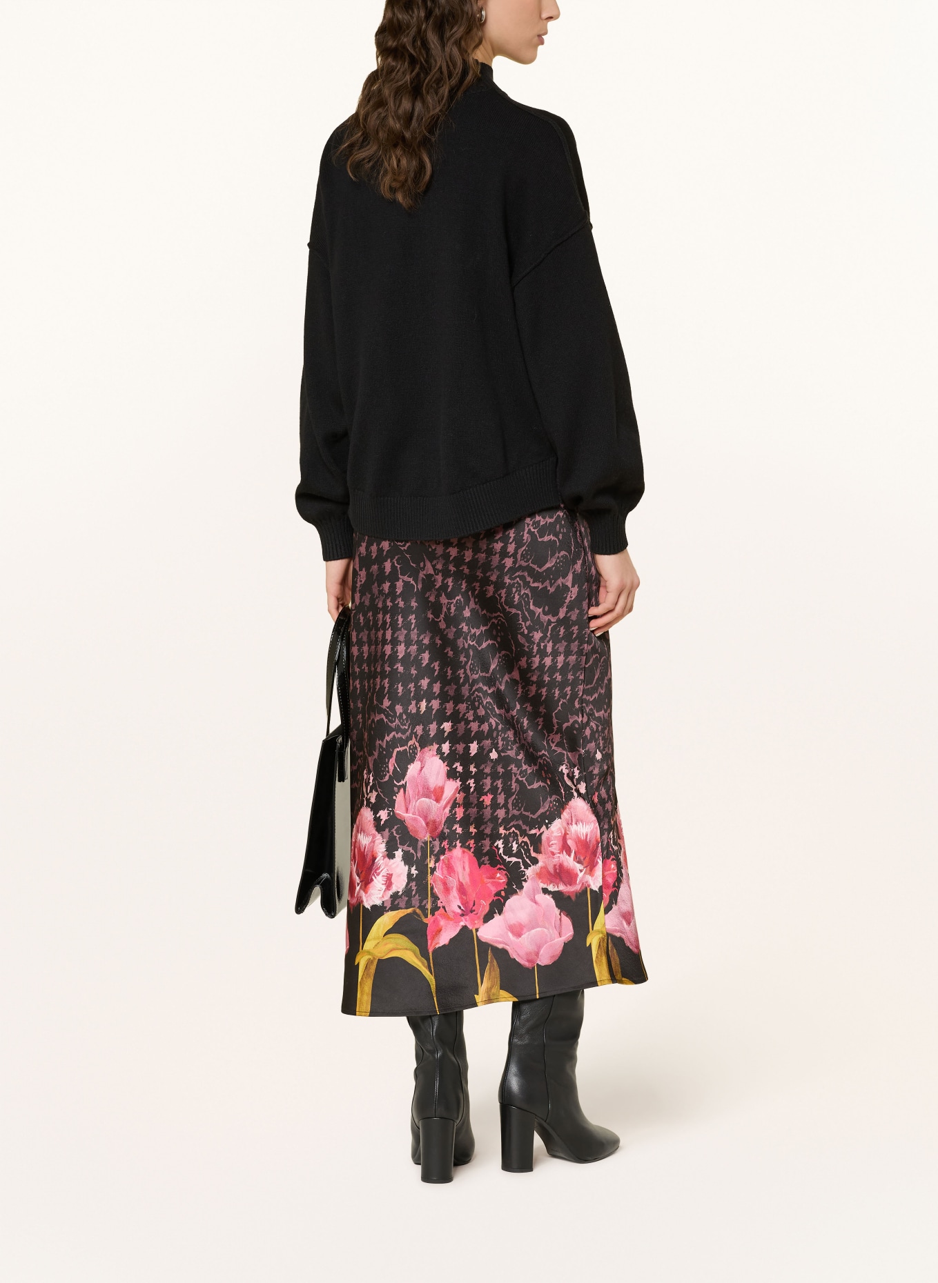 TED BAKER Set KAATYY: Satinkleid und Pullover: SCHWARZ / ALTROSA / GRÜN